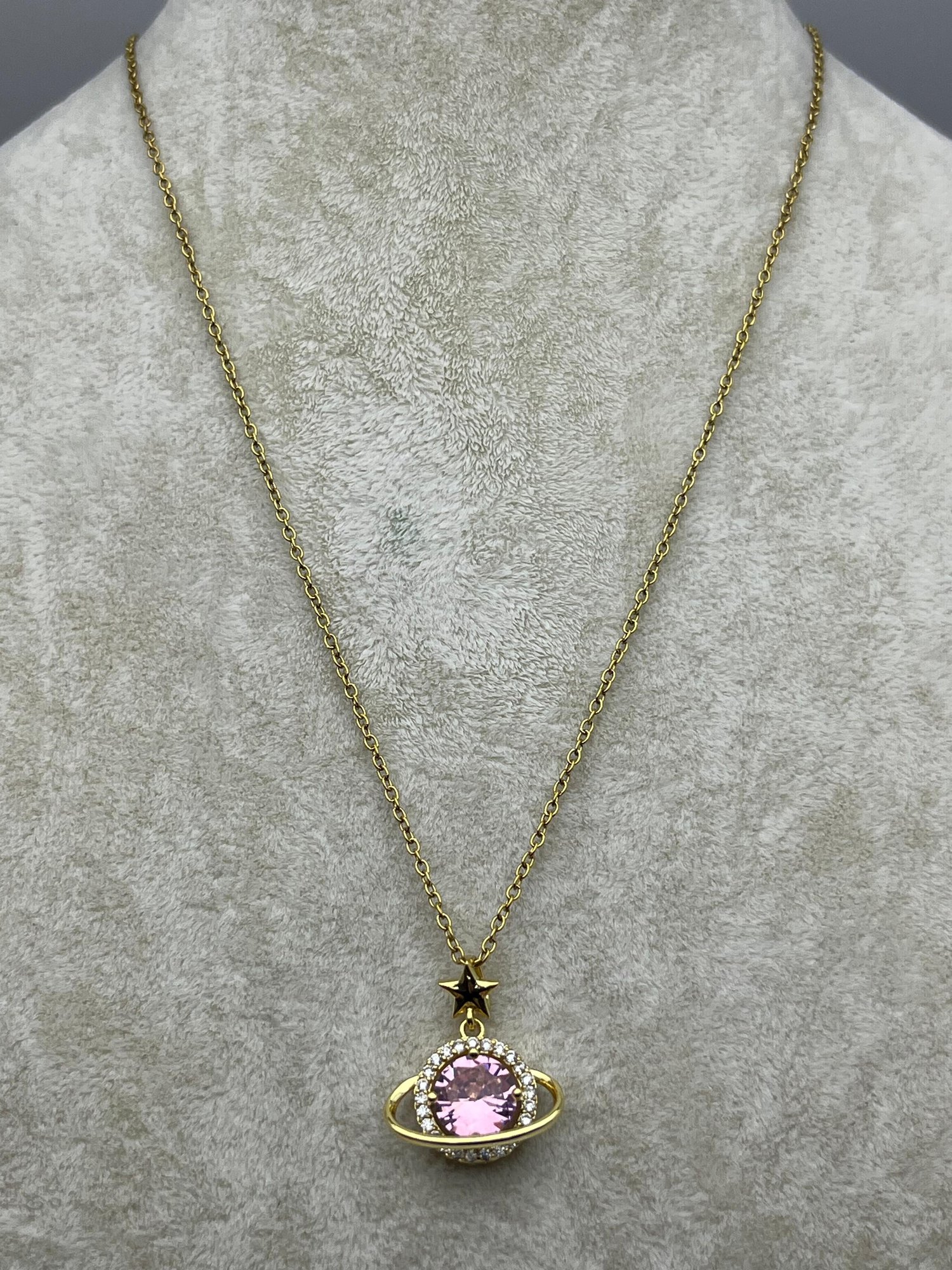 26kly101 - Steel Saturn Necklace