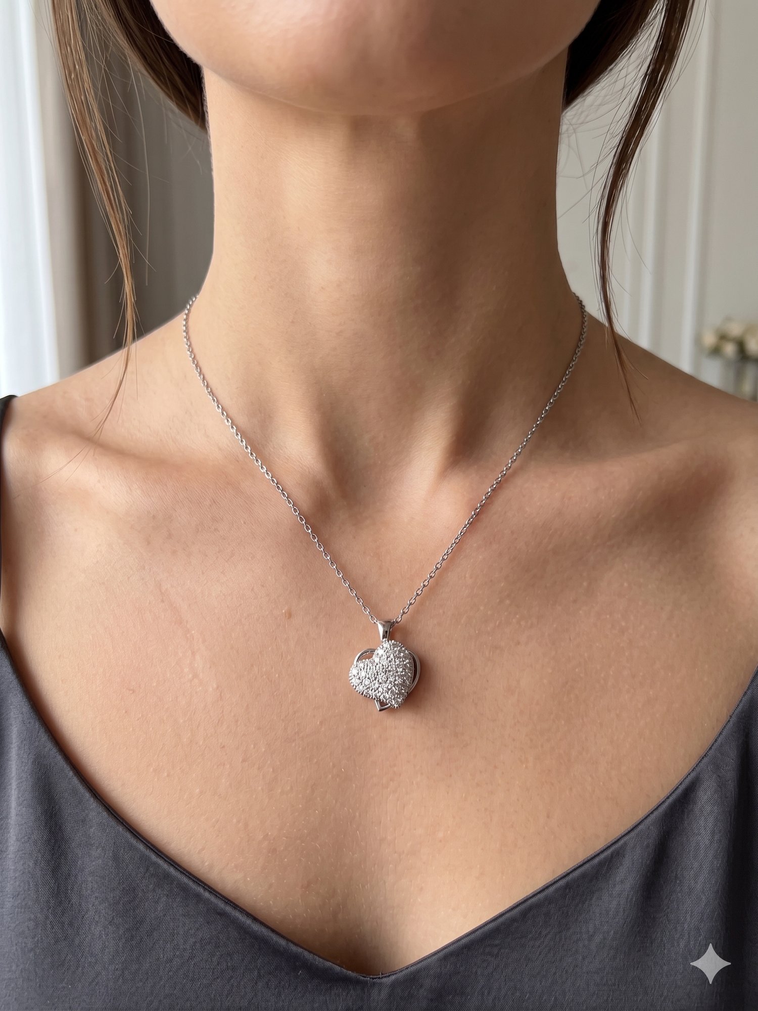 26kly97 -Steel Love Spark Necklace
