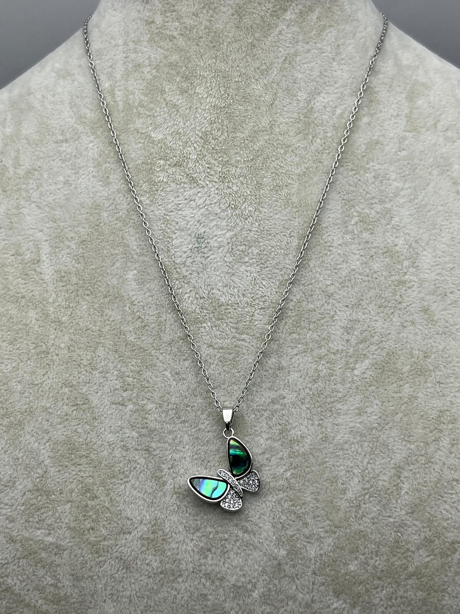 26kly98 -Steel Aurora Butterfly Necklace
