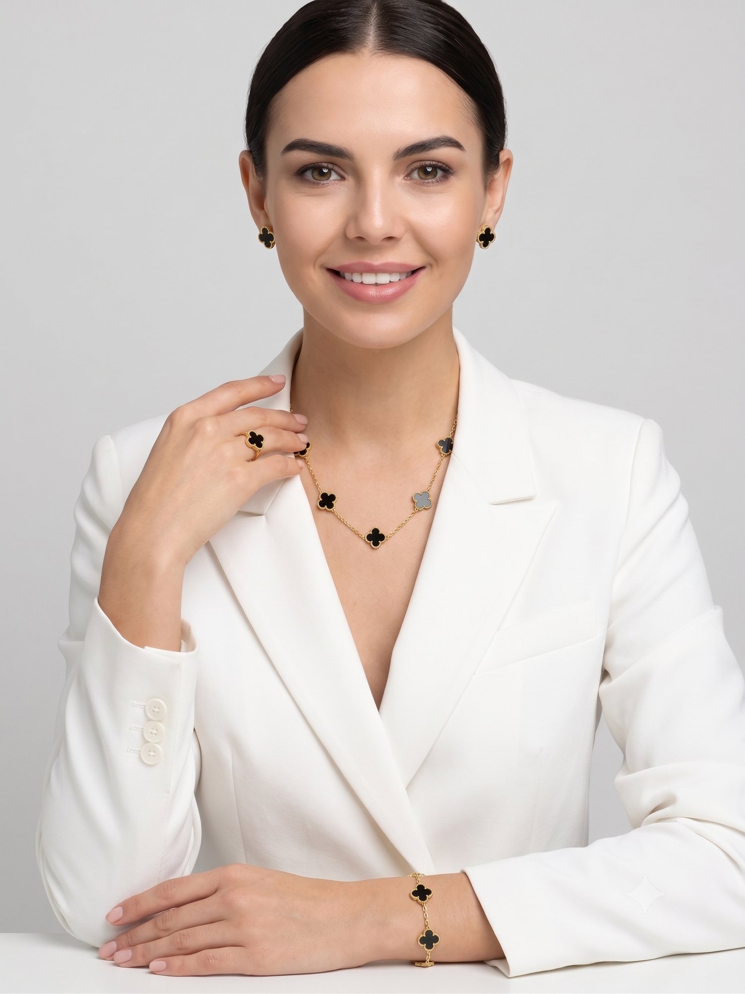 26yns01 - Siyah 5'li Yonca Çelit Set