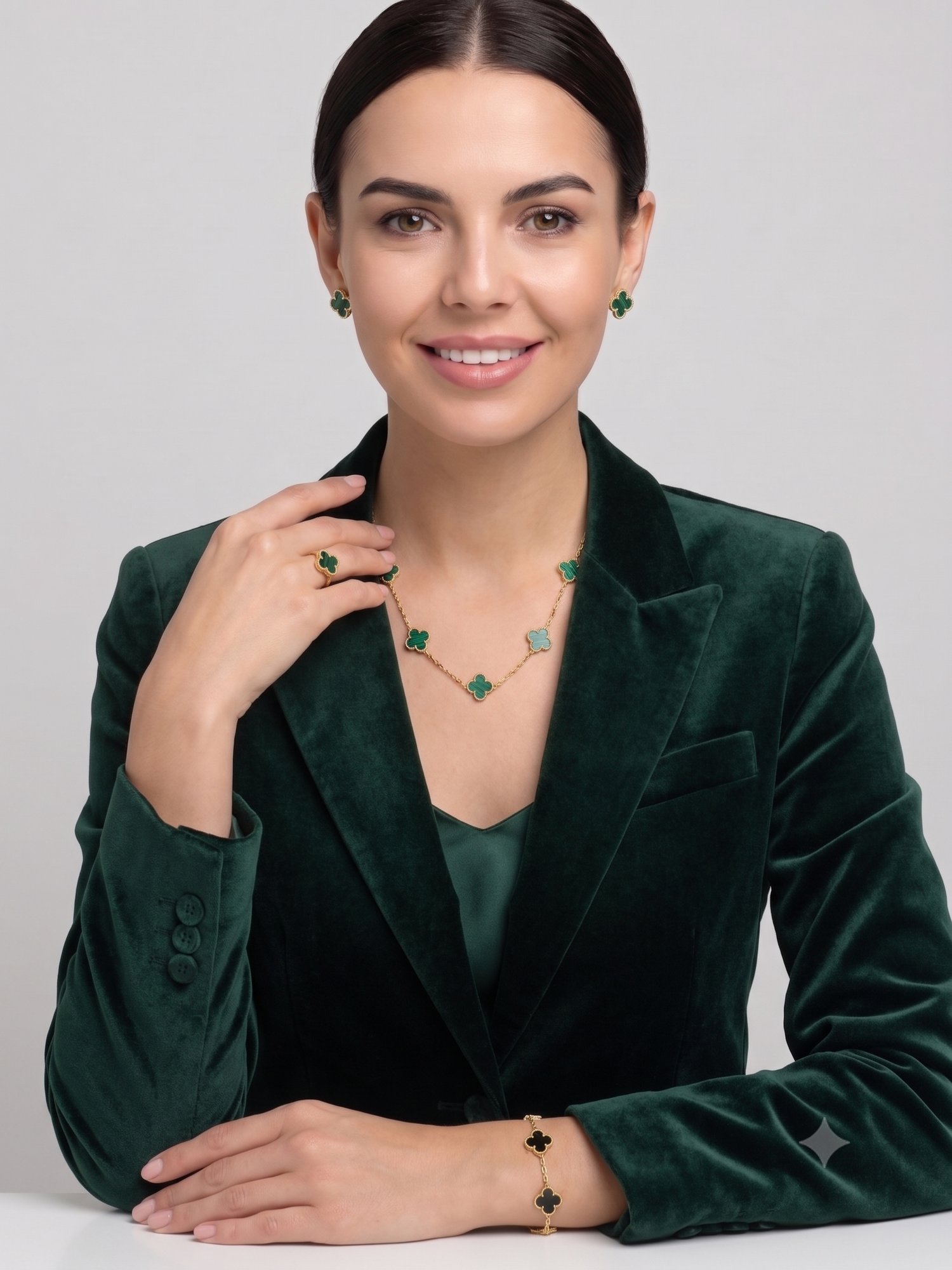 26yns02 - Yeşil Yonca Çelik Set