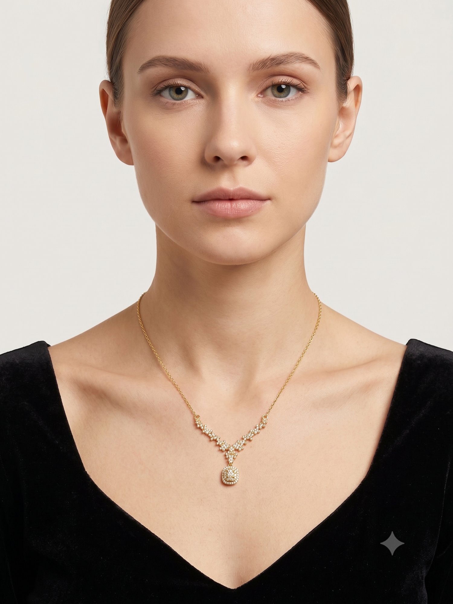 Baget Işıltısı Çelik Kolye Gold ve Silver