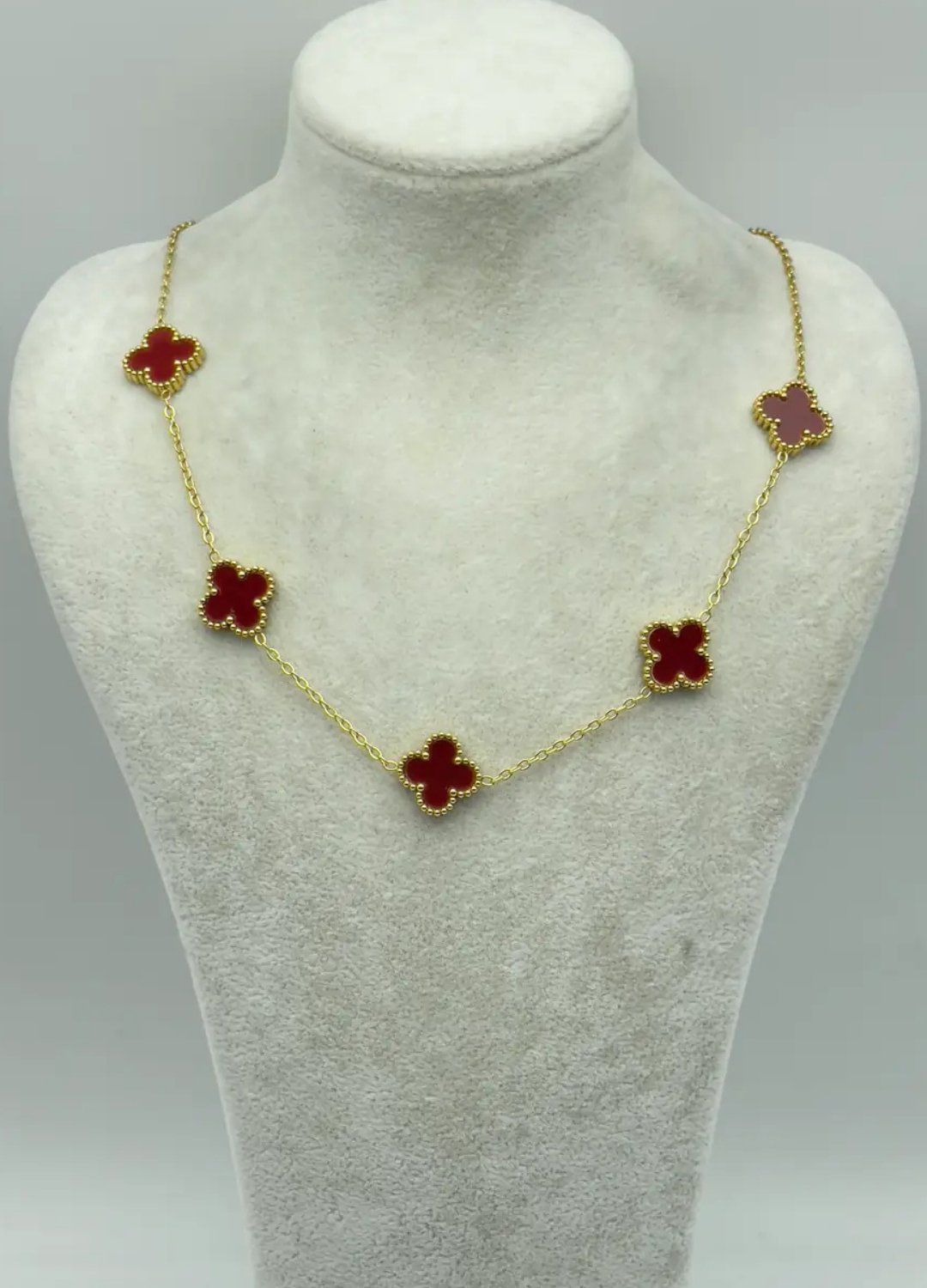 Çelik Gold Bordo Yonca Kolye - 25-ync02