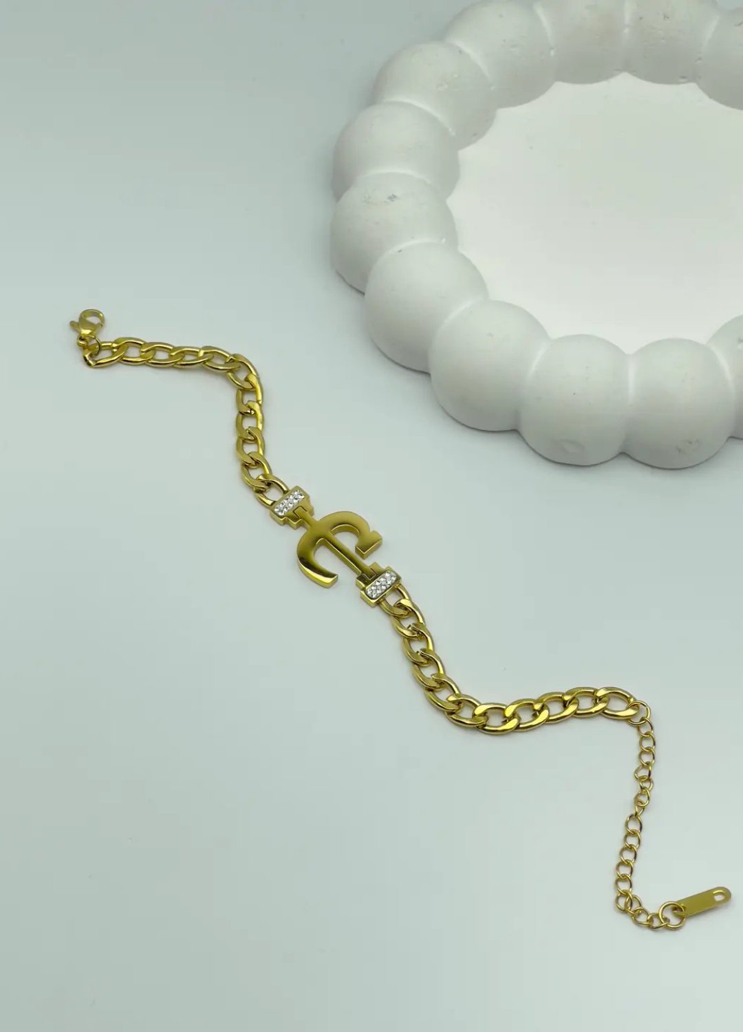 Çelik Gold C Harf Bileklik - 25-blk82