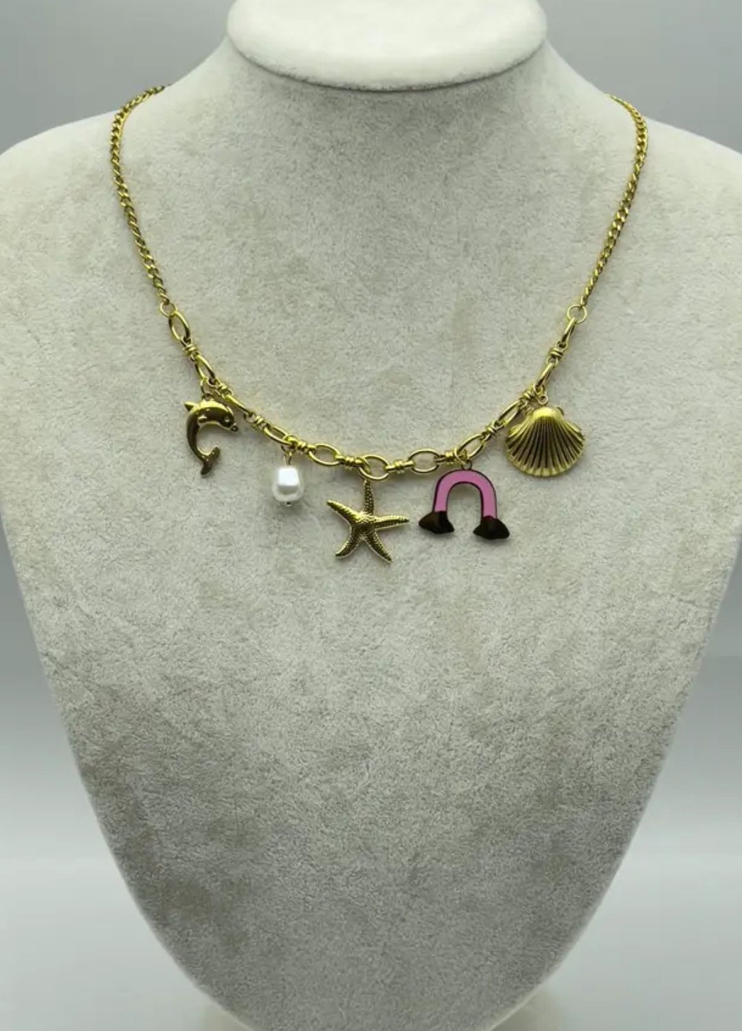 Çelik Gold Charm'lı Kolye - 25-clkk138 