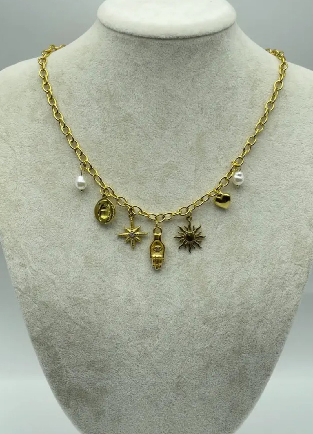 Çelik Gold Charm'lı Kolye - 25-clkk142