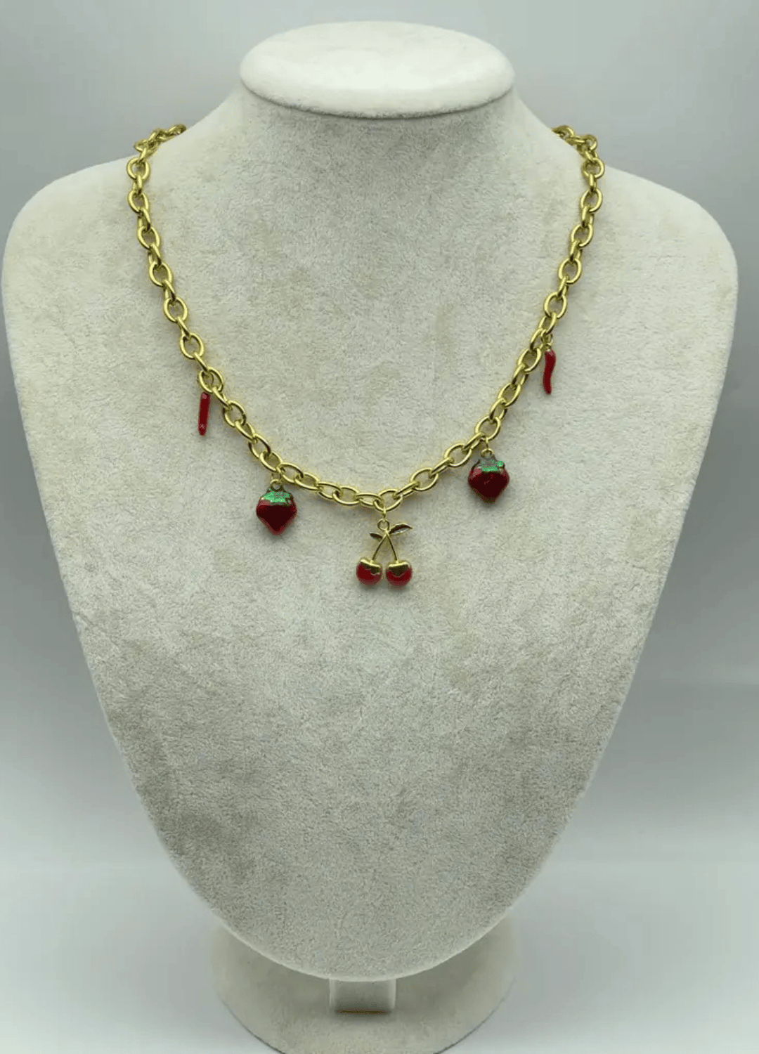 Çelik Gold Çilek Charm Kolye - 25-clkk143