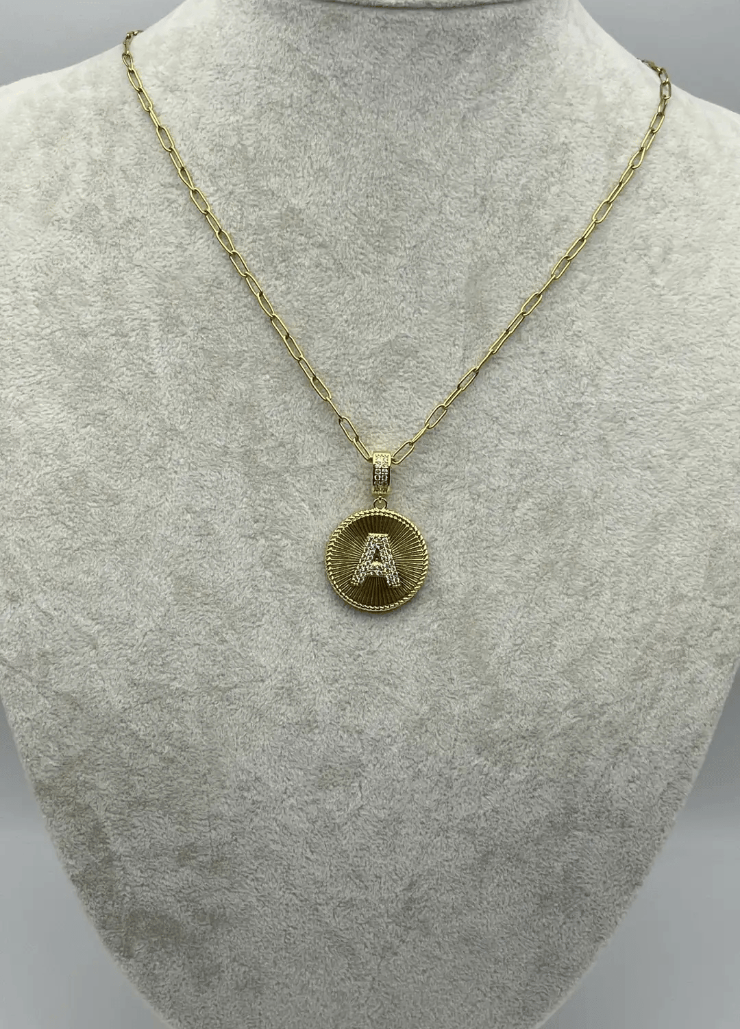 Çelik Gold Madalyon A Harf Kolye - 25-clkk200