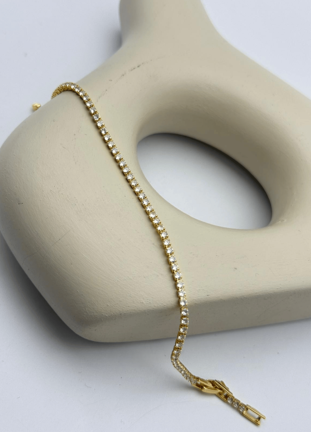 Çelik Gold Mini Baget Taşlı Su Yolu Bileklik - 26slb41