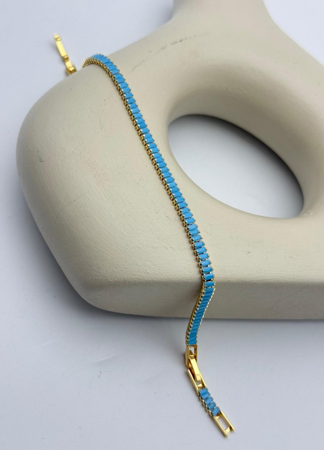 Çelik Gold Mini Mavi Baget Taşlı Su Yolu Bileklik - 26slb28