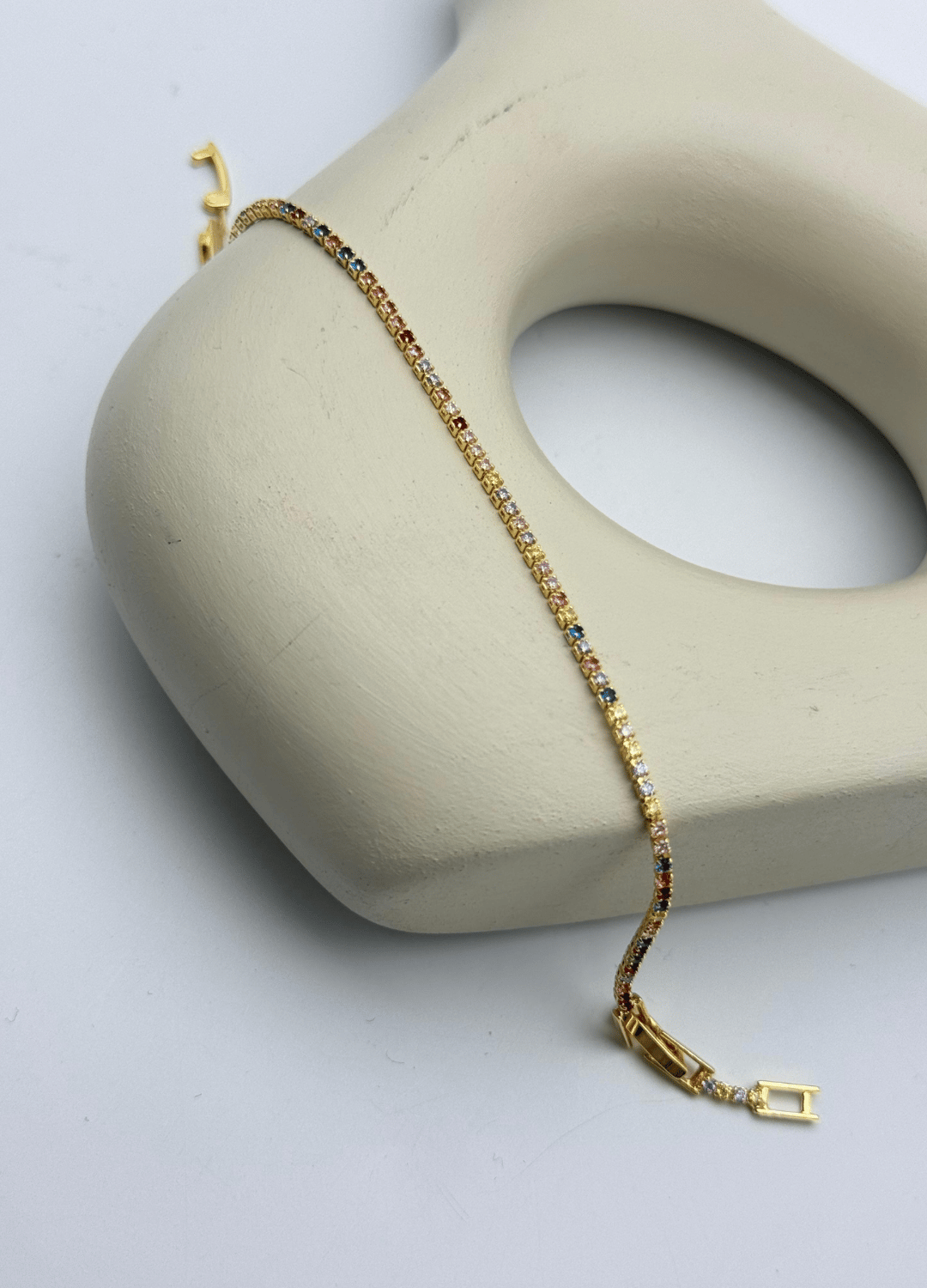 Çelik Gold Mini Renkli Yuvarlak Taşlı Su Yolu Bileklik - 26slb42