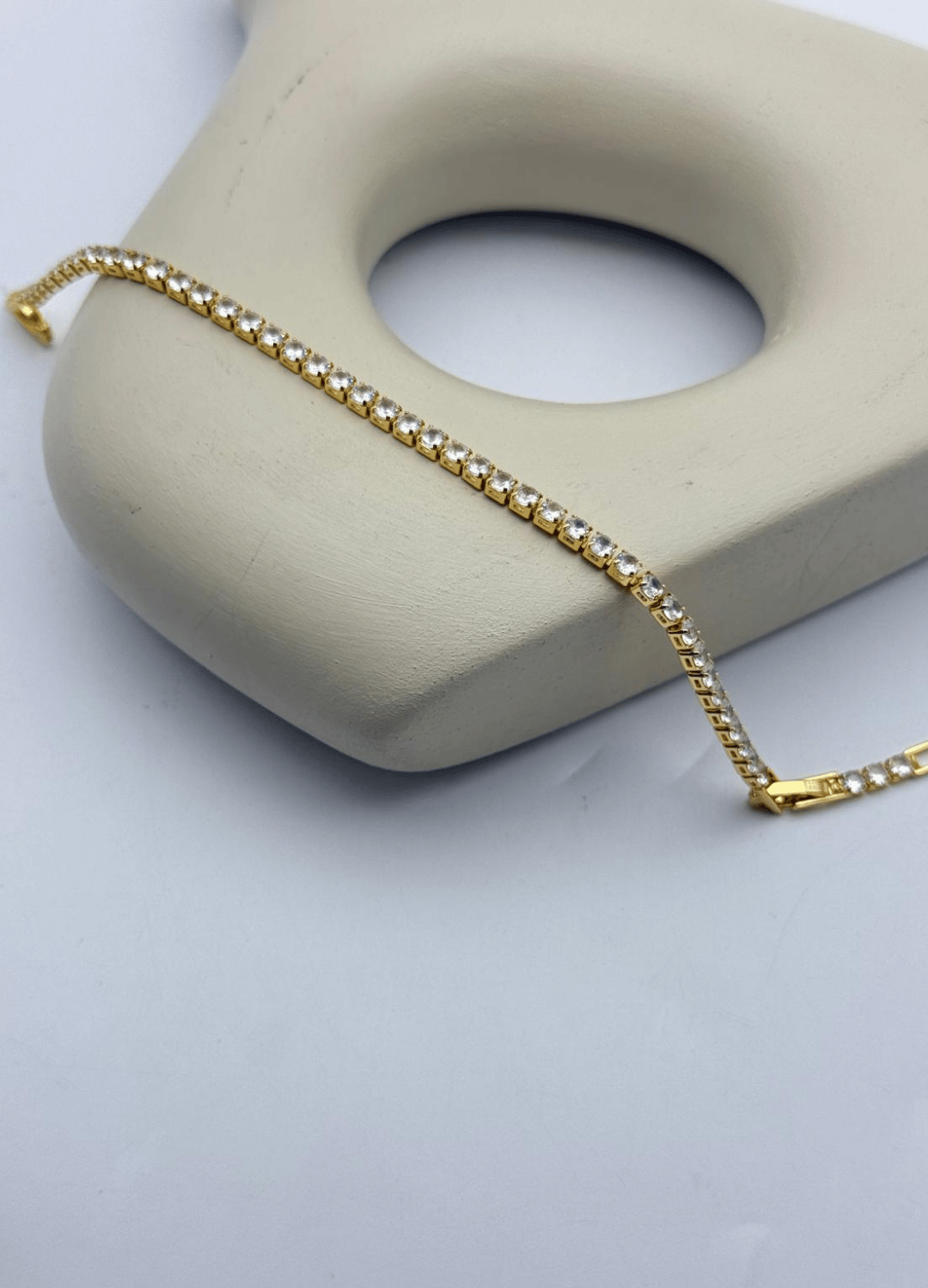 Çelik Gold Mini Yuvarlak Taşlı Su Yolu Bileklik - 26slb21