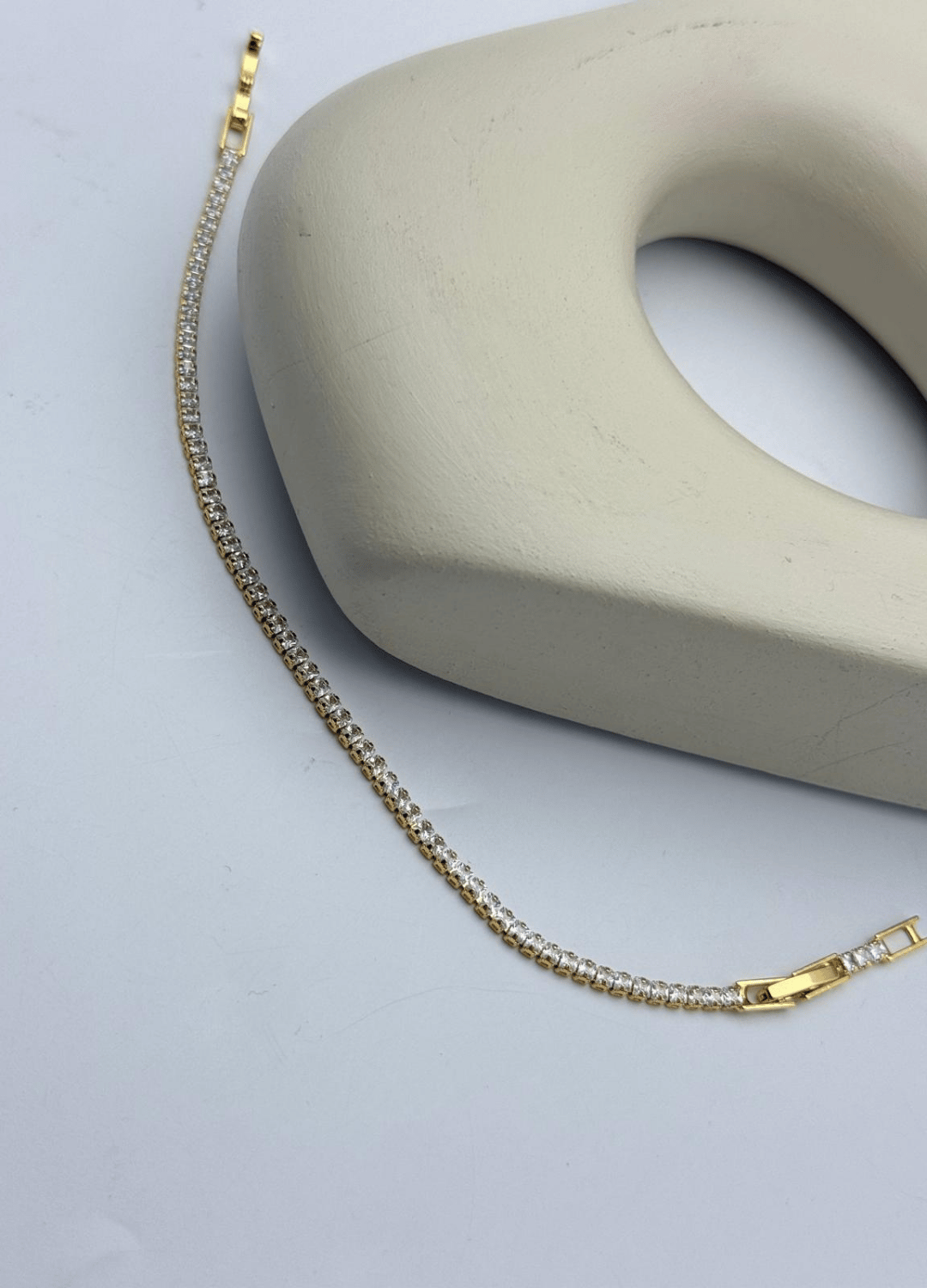 Çelik Gold Mini Yuvarlak Taşlı Su Yolu Bileklik - 26slb35