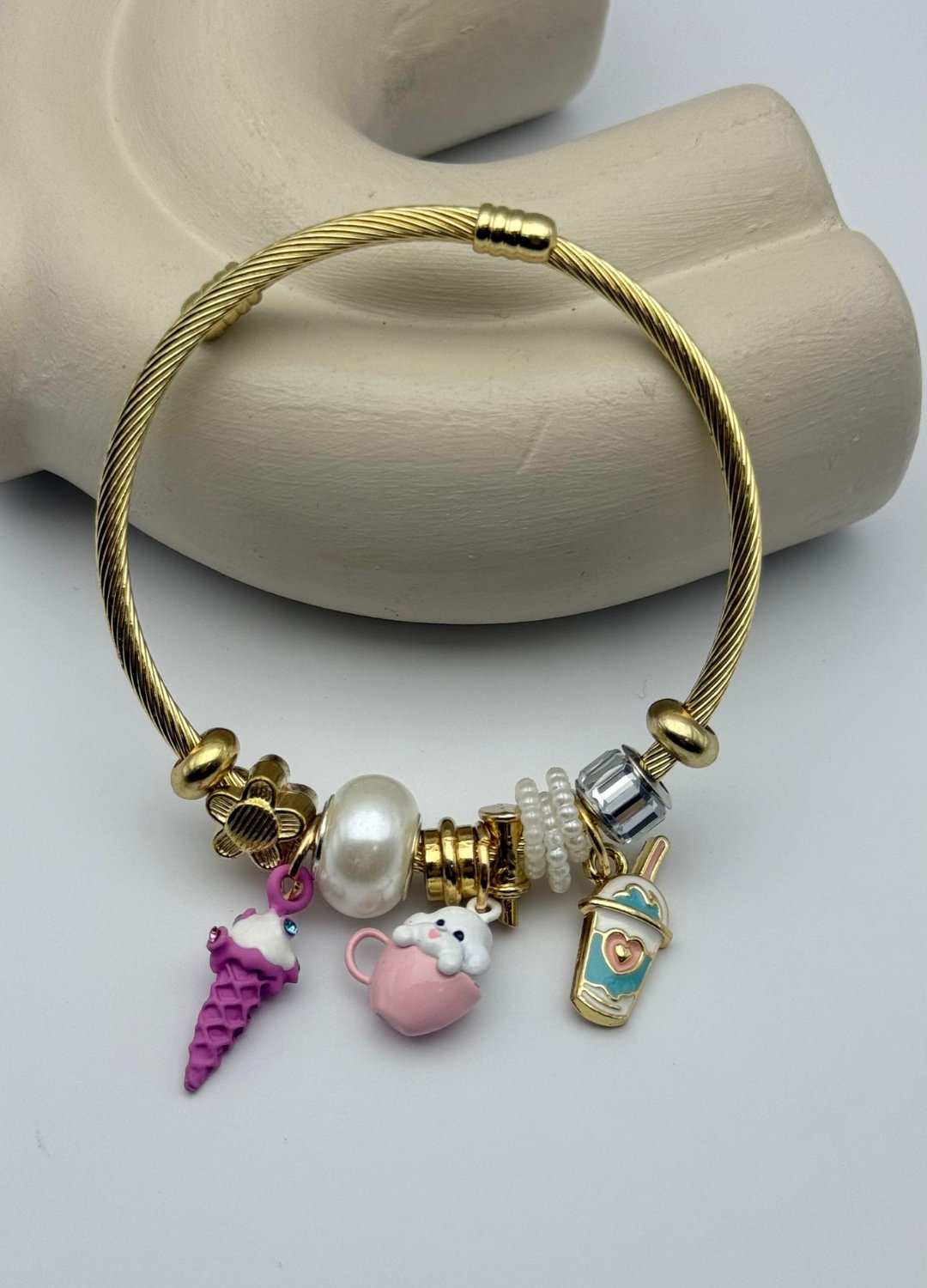 Çelik Gold Sevimli Charmlı Pandora Bileklik - 26blk39