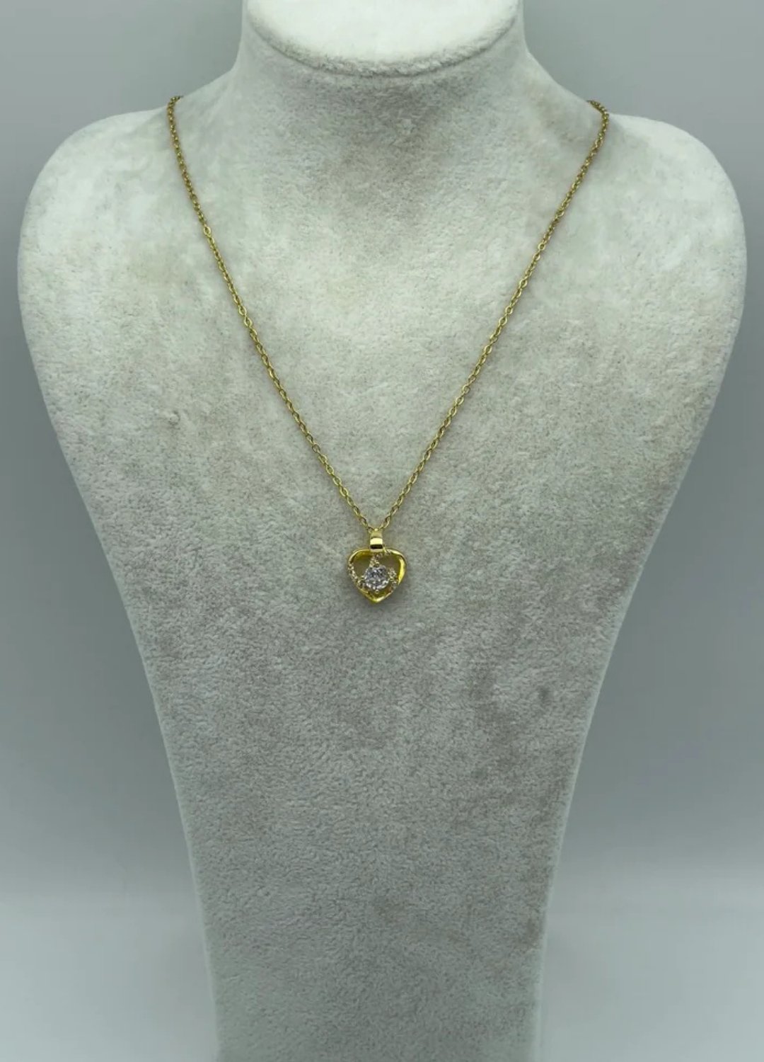 Çelik Gold Taşlı Kalp Kolye - 25-ctr83