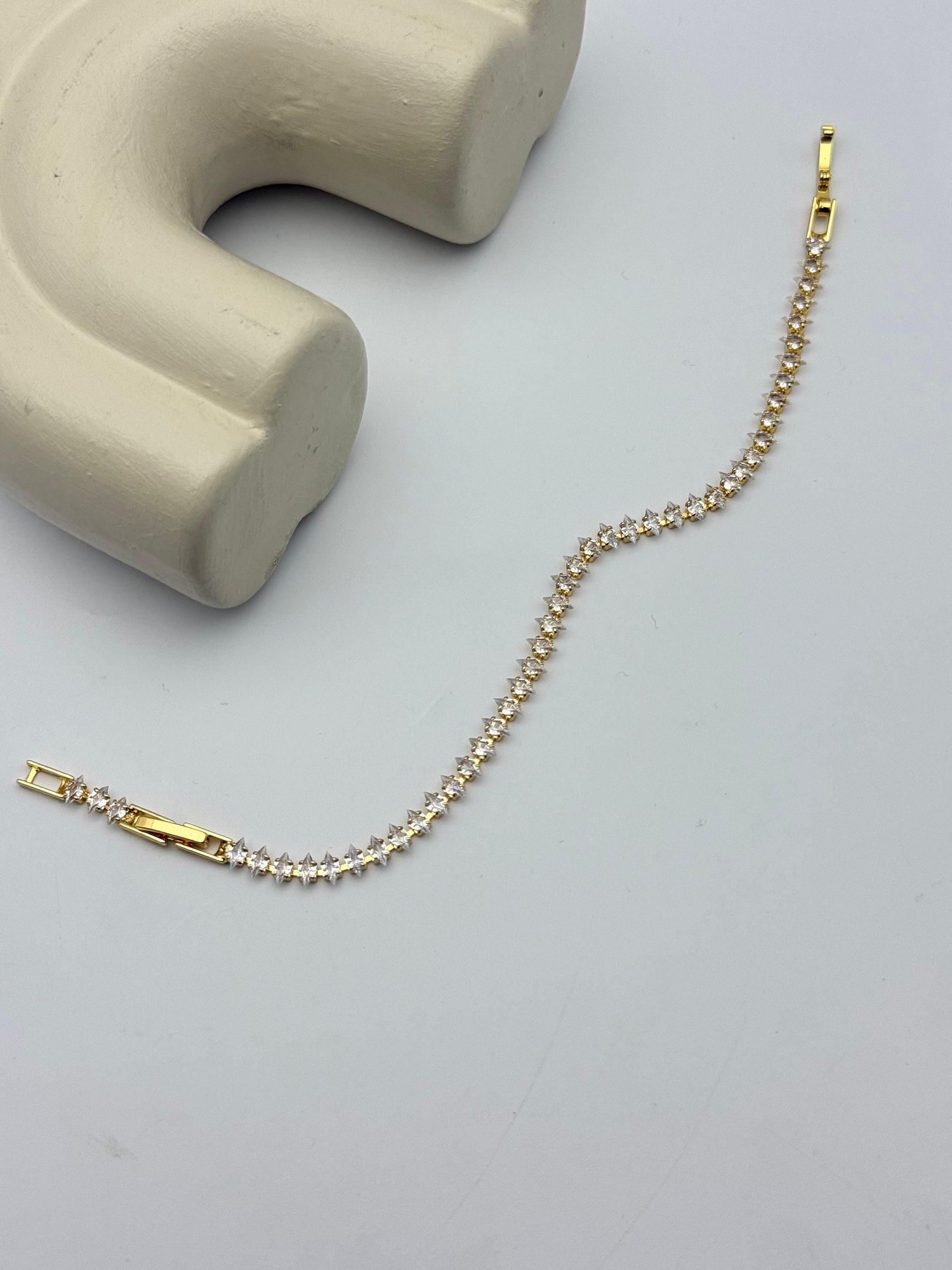 Çelik Gold Taşlı Su Yolu Bileklik - 26slb52