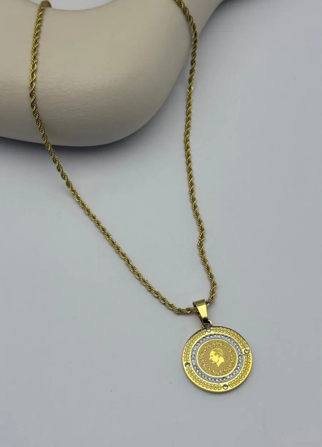 Çelik Gold Taşlı Yarım Kolye - 25-clkk250
