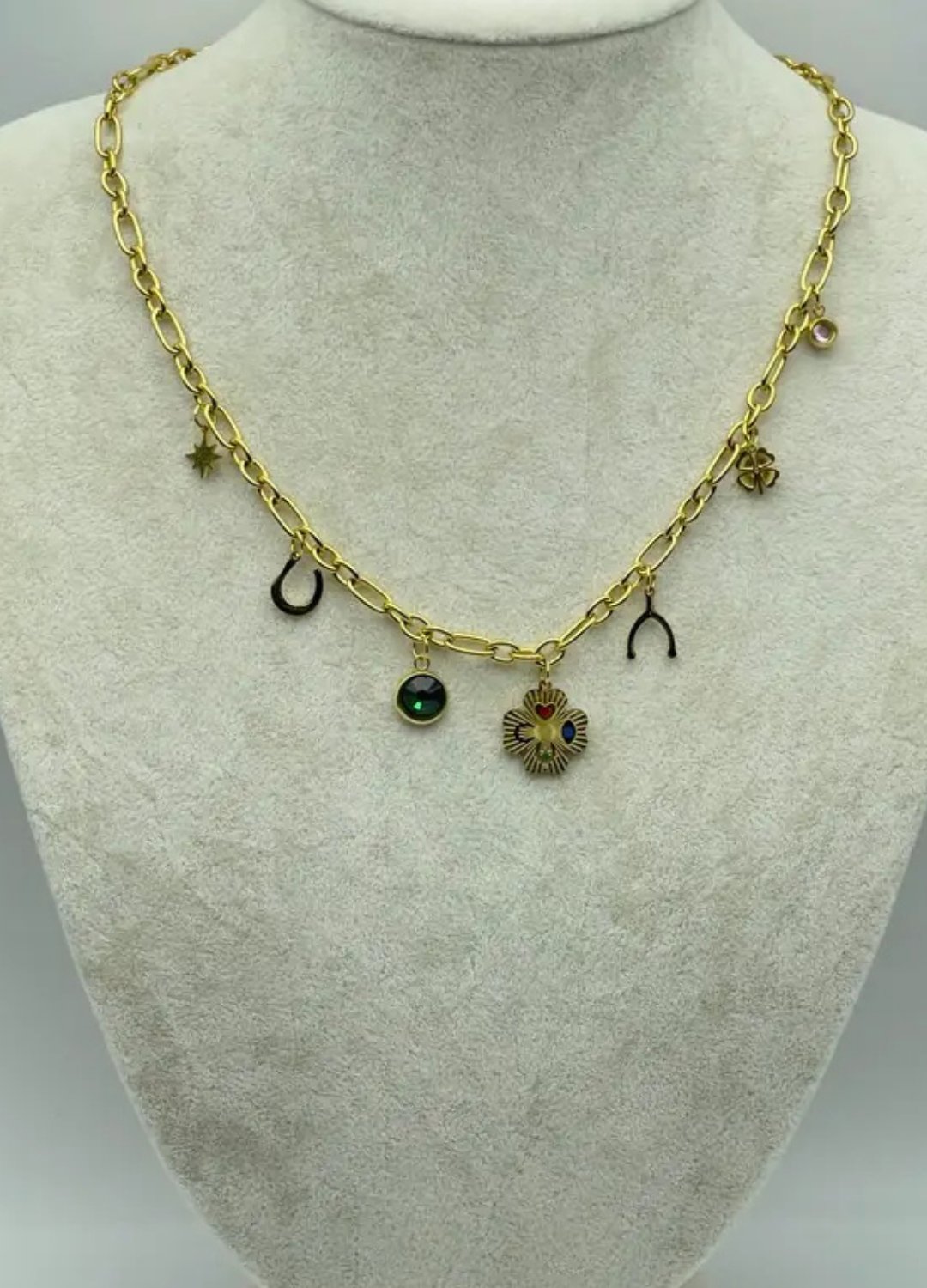 Çelik Gold Yonca Charm'lı Kolye - 25-clkk146