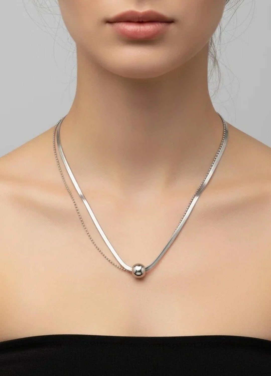 Çelik Silver 2'li Zincir İtalyan Kolye 3mm - 25-clkk260
