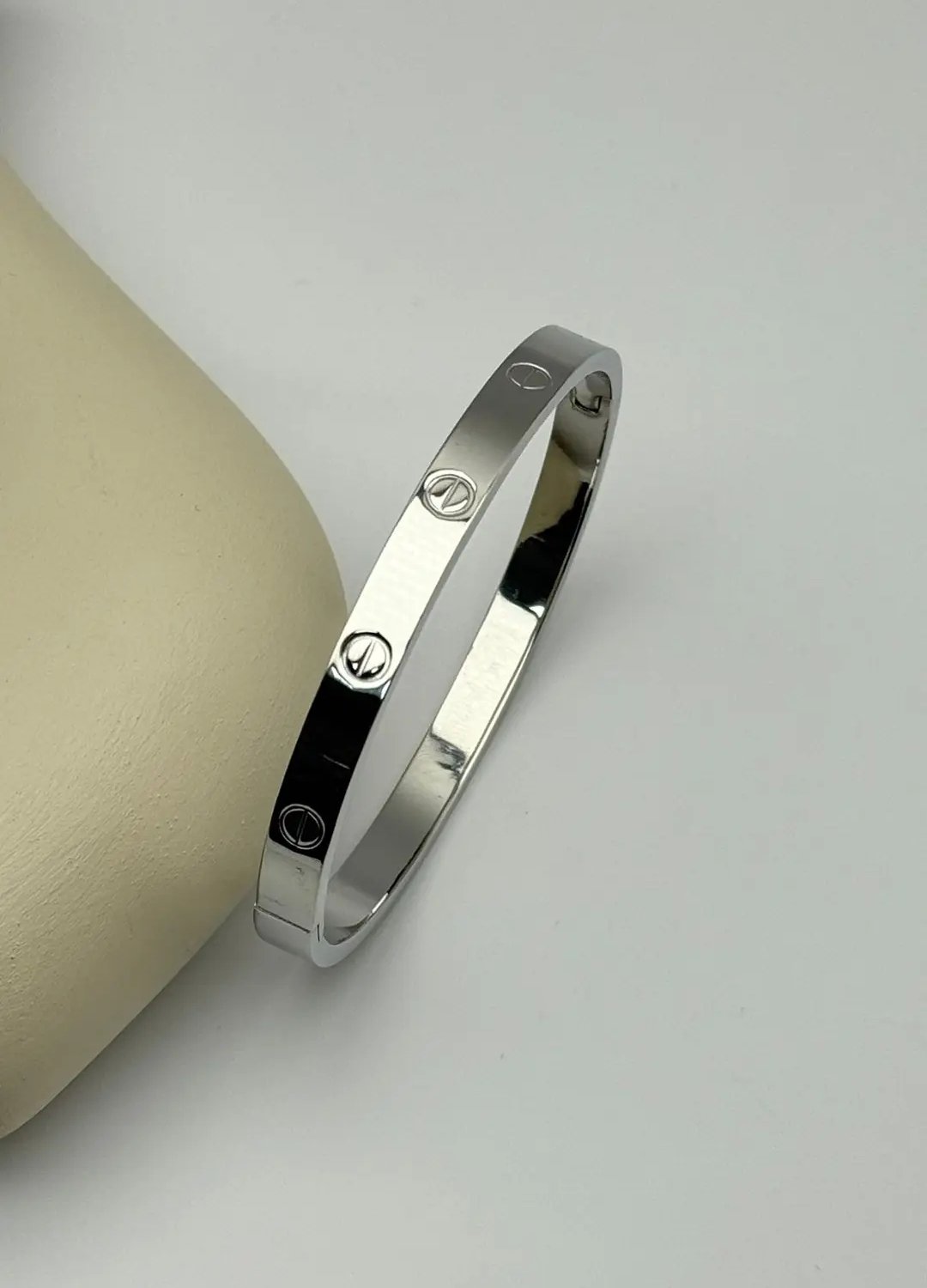 Çelik Silver 6mm Taşsız Kalın Kelepçe - 25-klp58