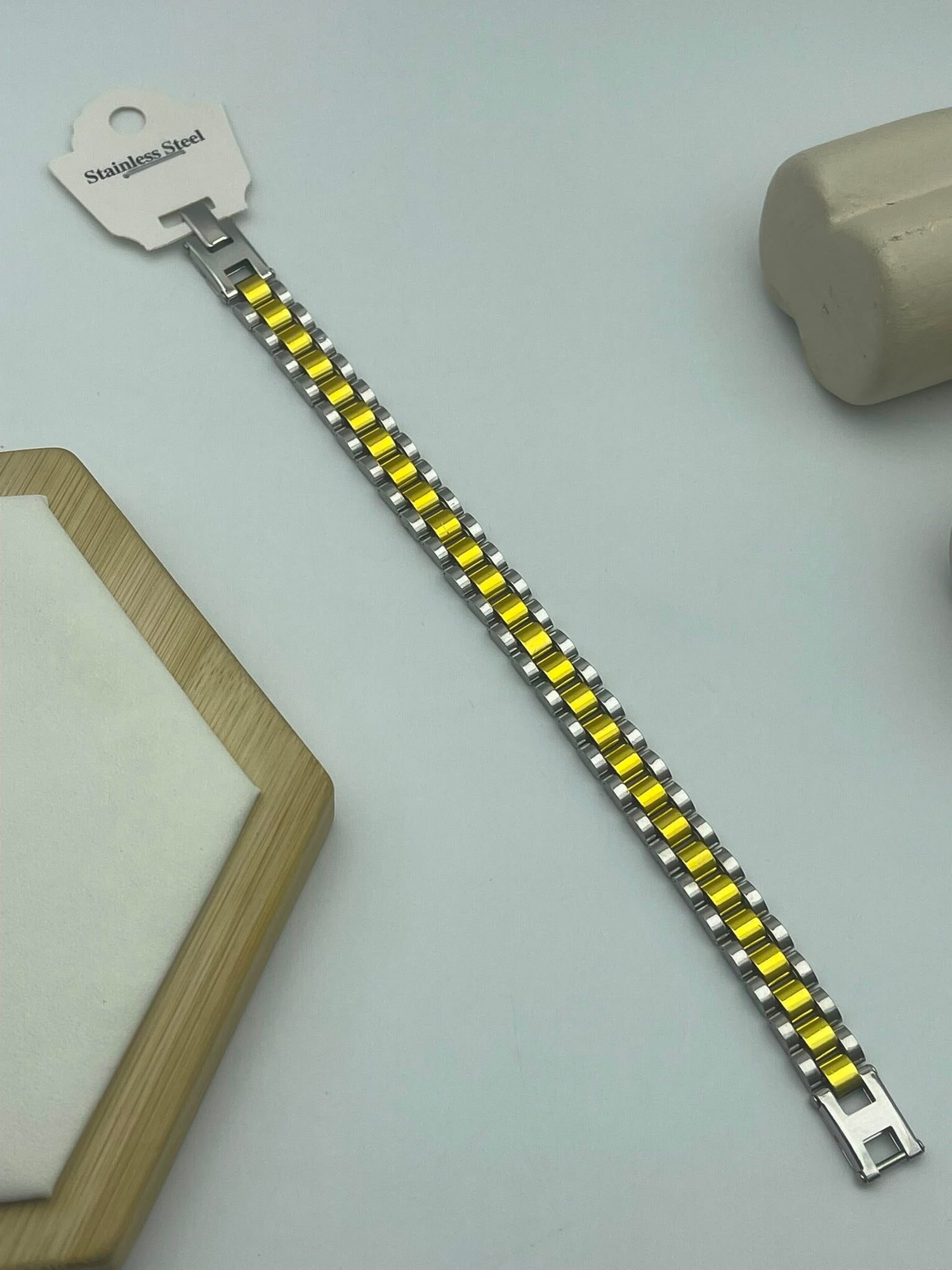 Çelik Silver Gold Erkek Rolex Bileklik - 25blke05