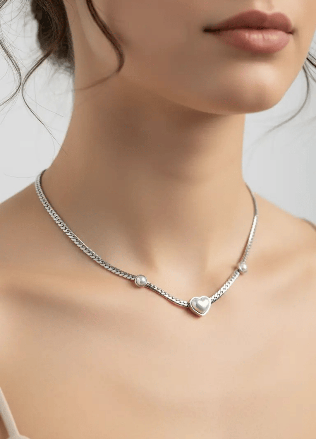 Çelik Silver Kalp Kolye - 25-clkk186