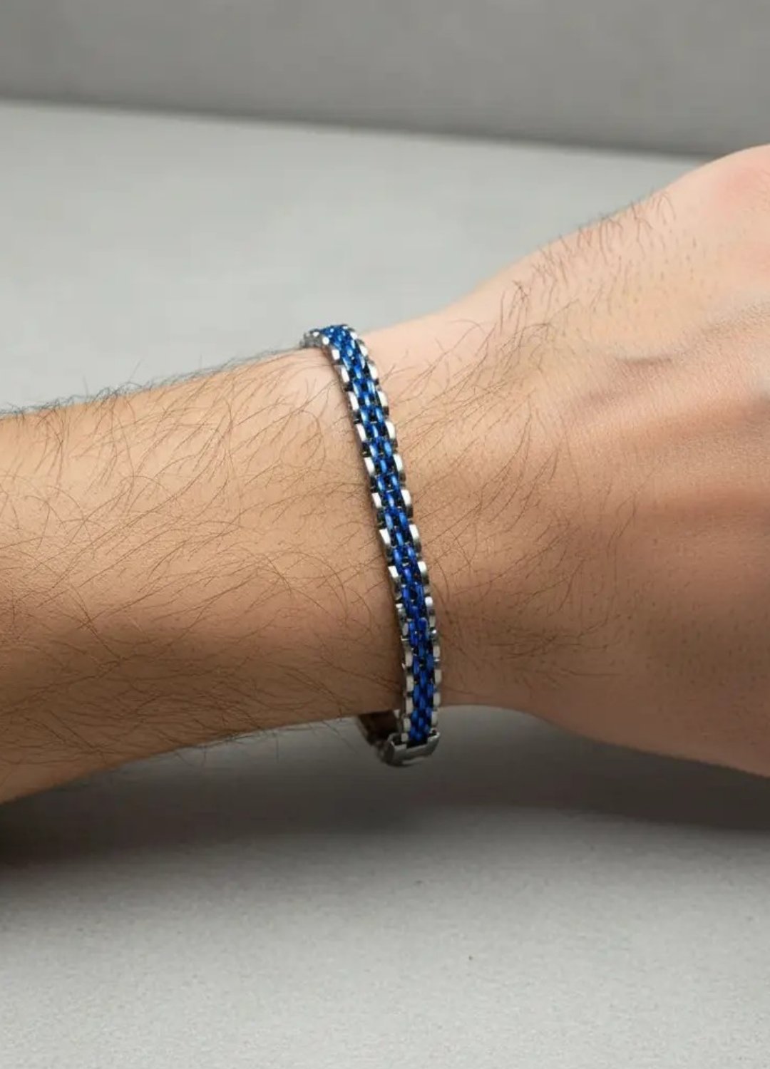 Çelik Silver Mavi Şeritli Erkek Rolex Bileklik - 26blke03