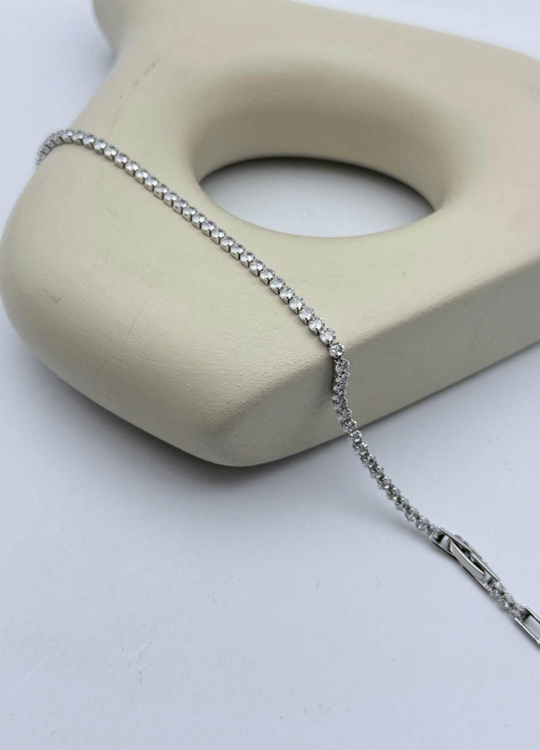 Çelik Silver Mini Yuvarlak Taşlı Su Yolu Bileklik - 26slb34