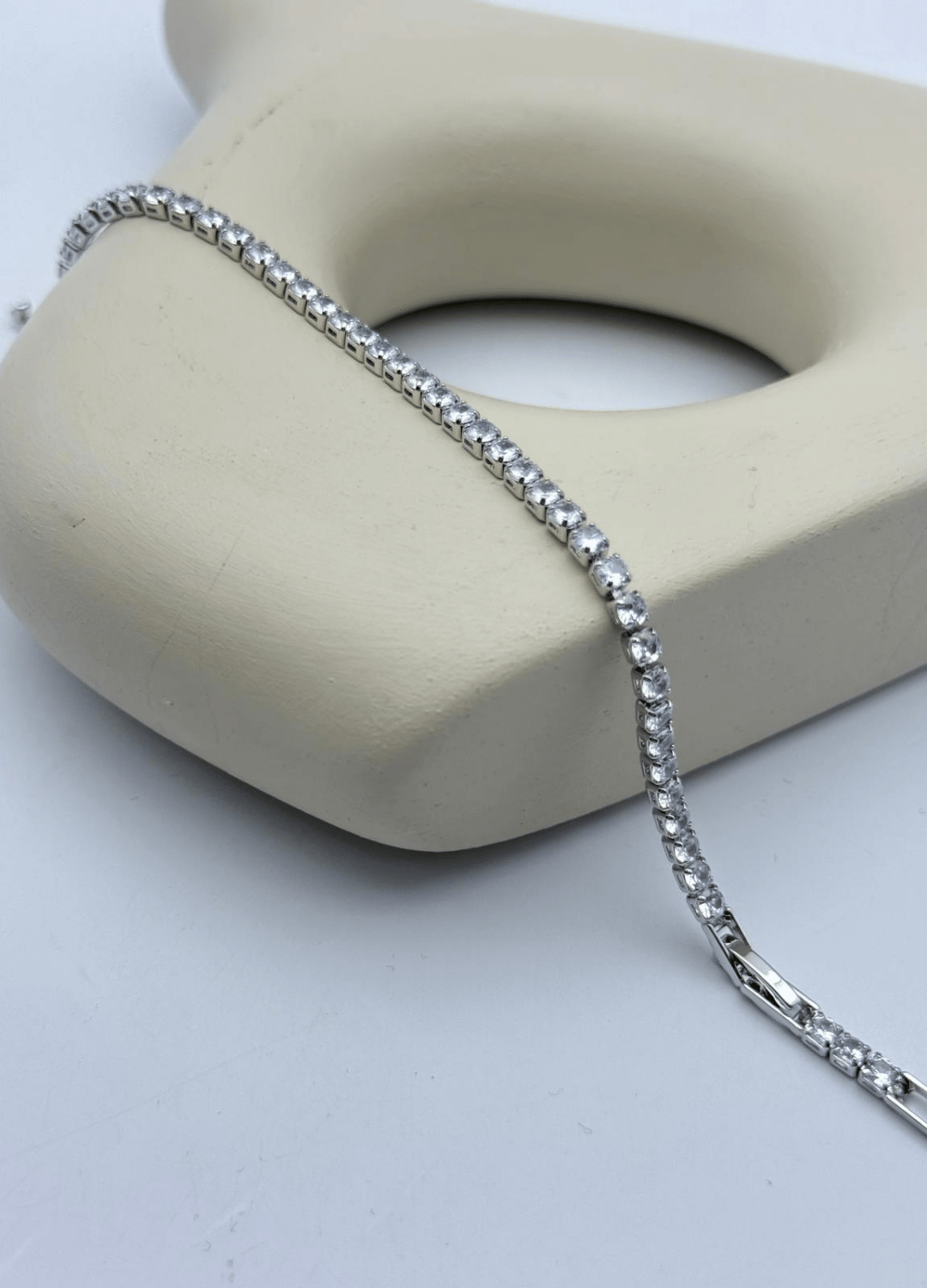 Çelik Silver Mini Yuvarlak Taşlı Su Yolu Bileklik - 26slb15