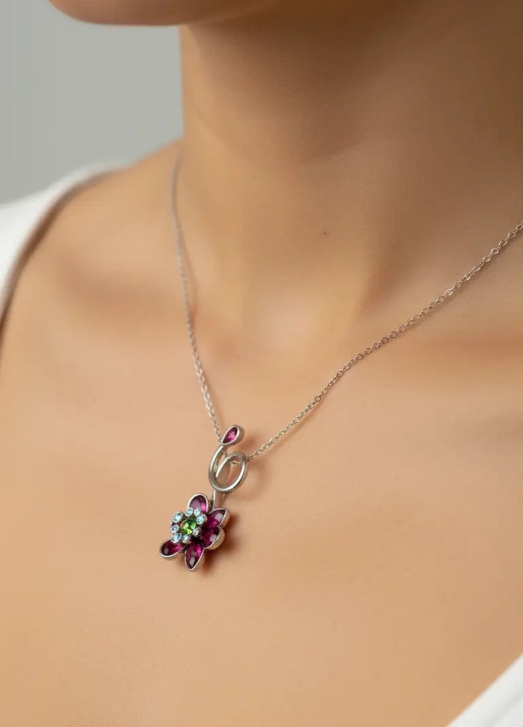 Çelik Silver Pembe Lydllia Kolye - 25-clkk254