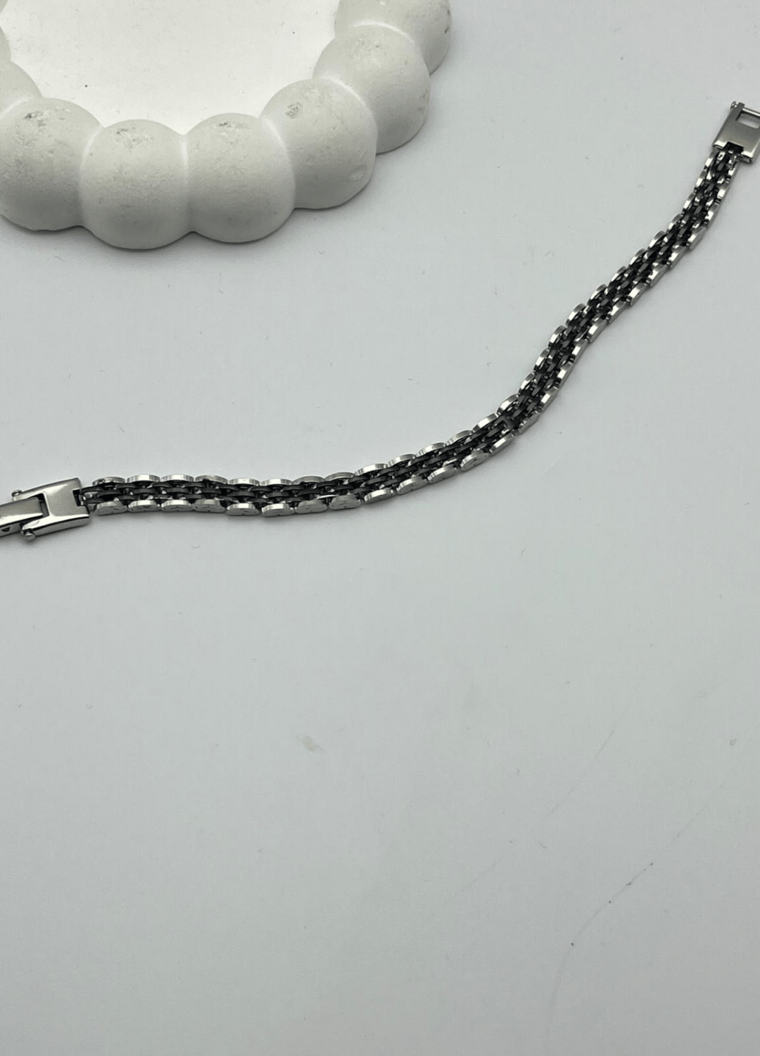 Çelik Silver Siyah Şeritli Erkek Rolex Bileklik - 26blke02