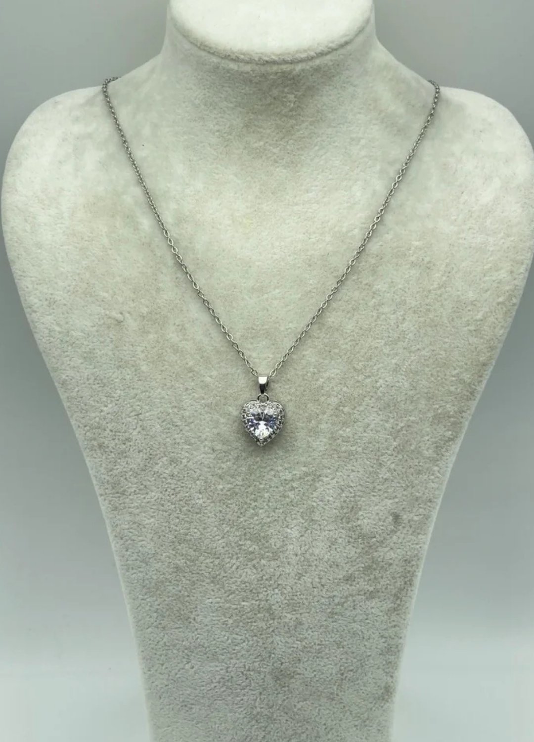 Çelik Silver Taşlı Kalp Kolye - 25-ctr265