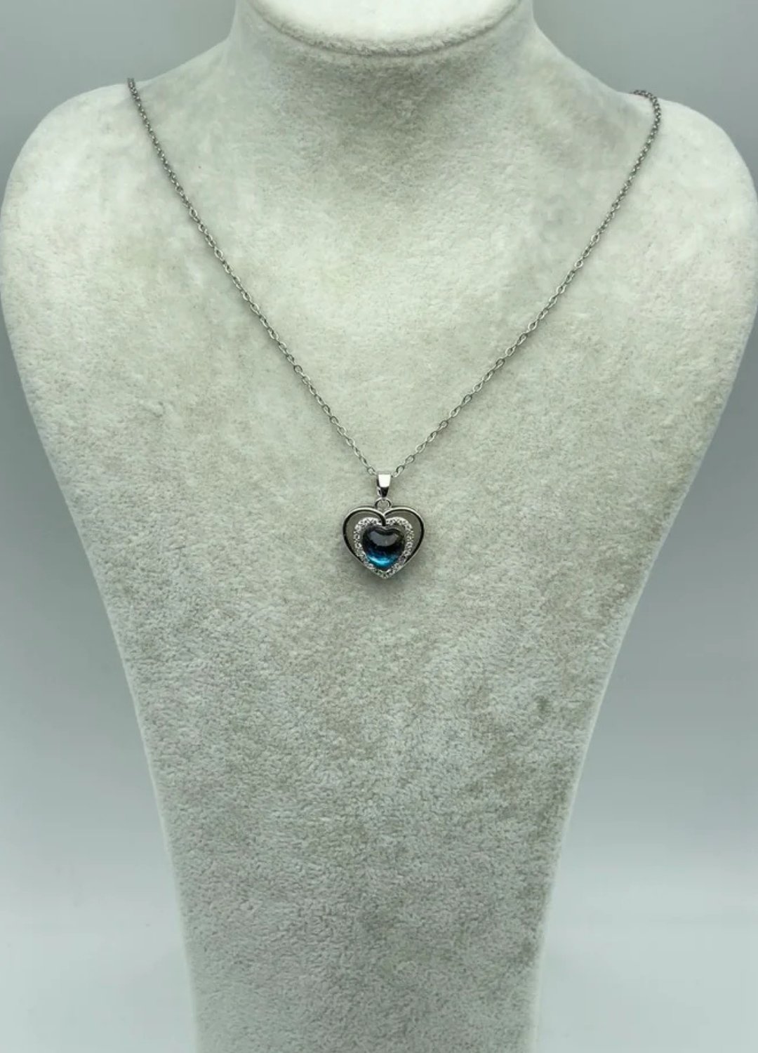 Çelik Silver Taşlı Kalp Kolye - 25-ctr276