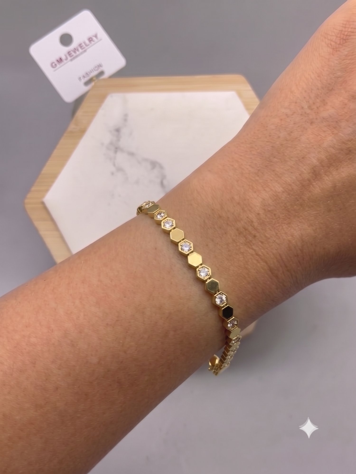 Petek Desenli Gold Bileklik - 26cmblk21