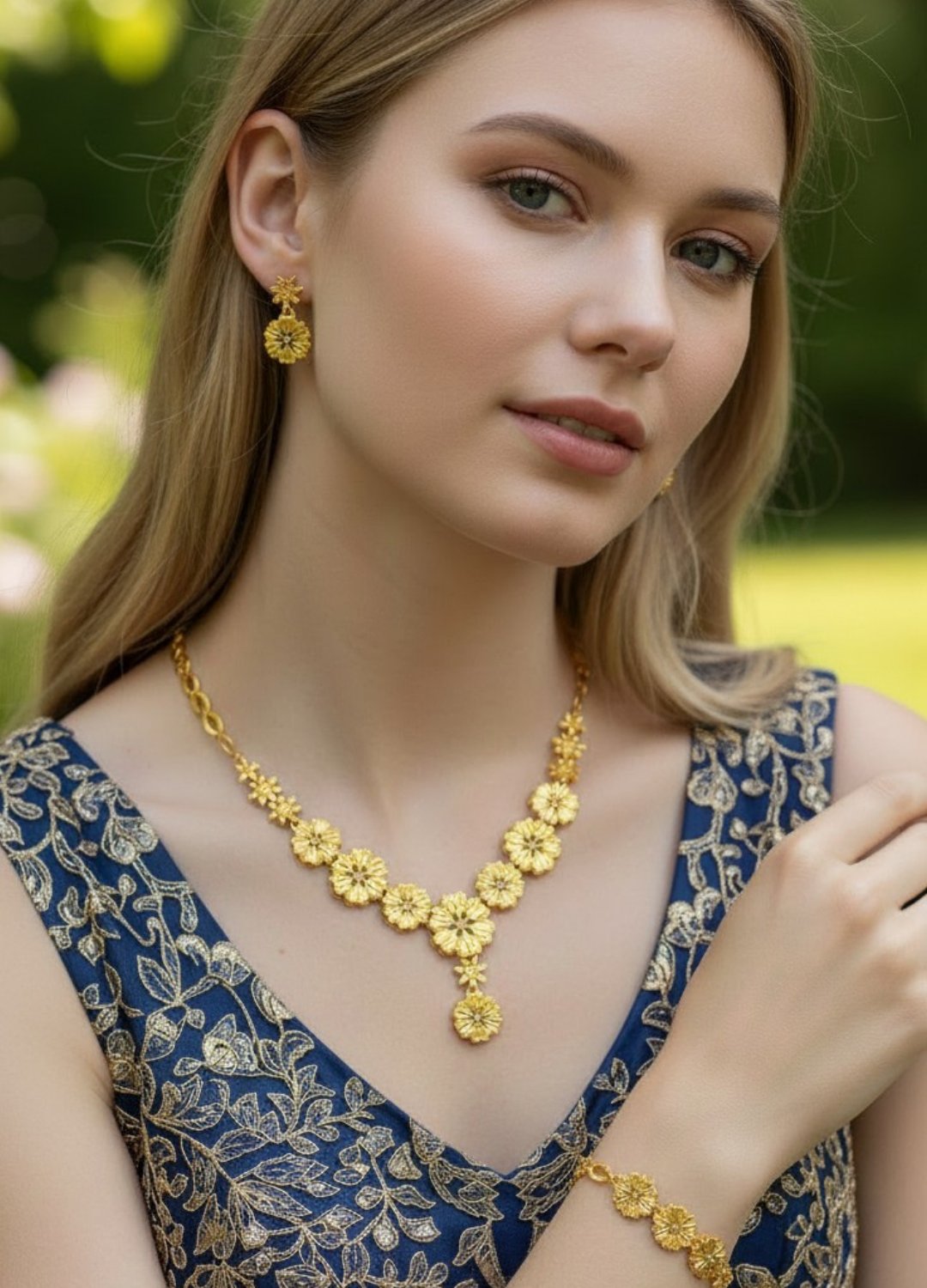 Vip Gold Mini Kalpli Küpe Bileklik Kolye Set - 26set16