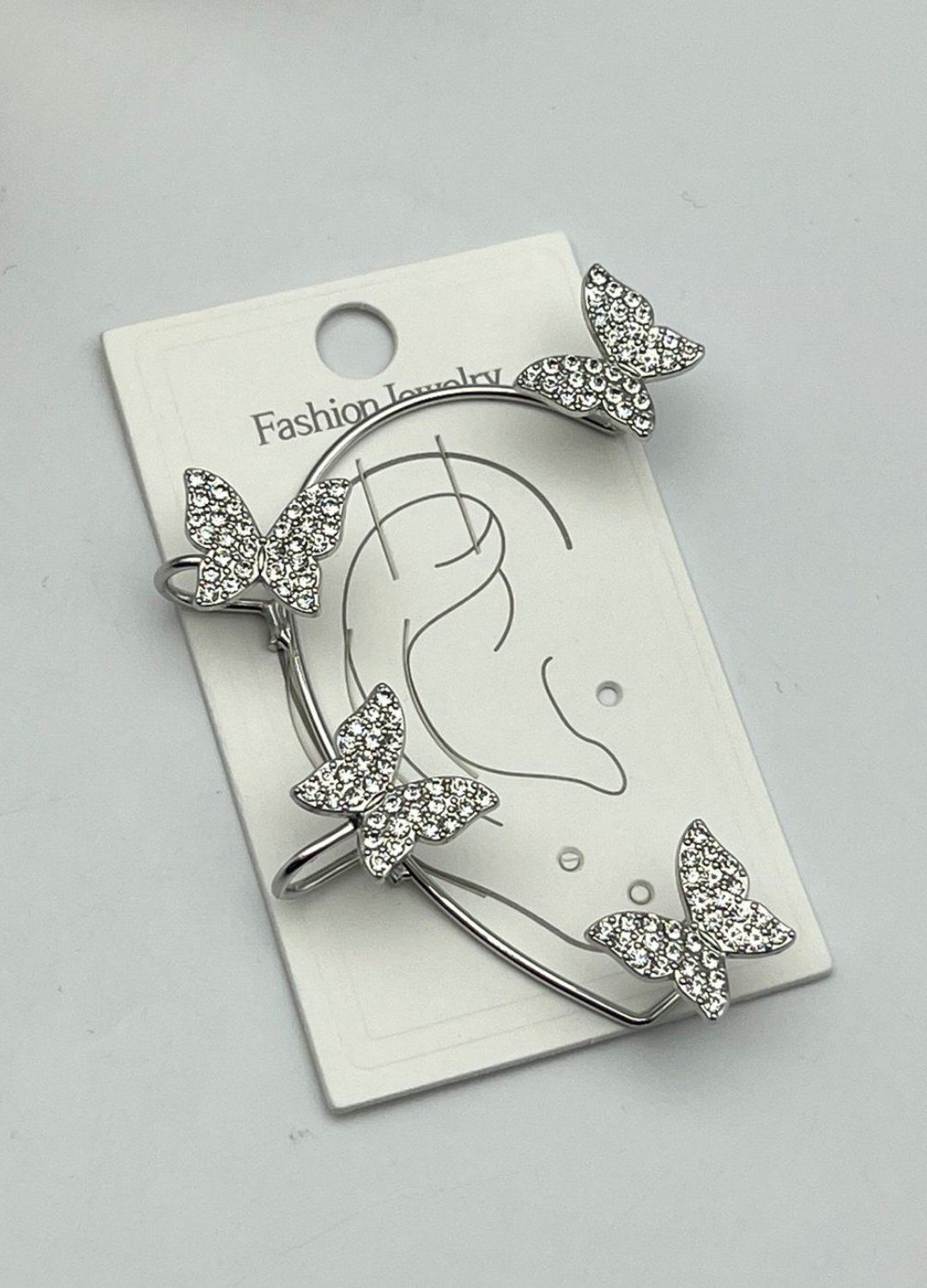 Vip Silver Taşlı Kelebek Earcuff Küpe - 26ear20