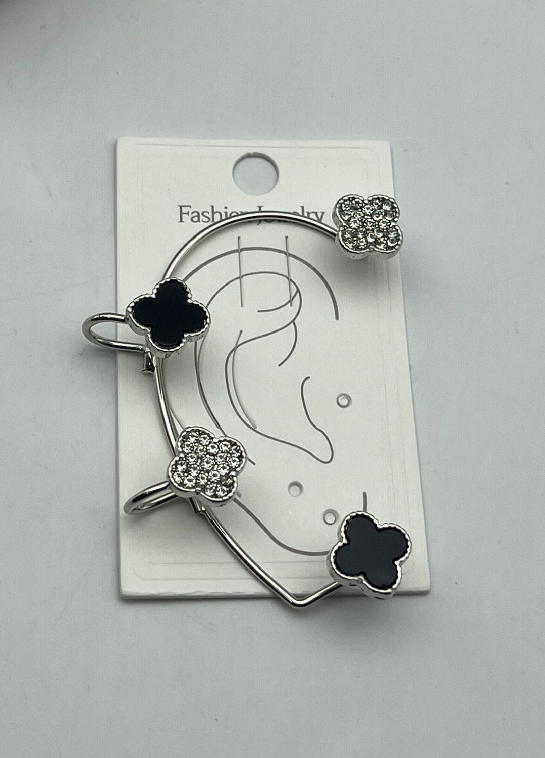 Vip Silver Taşlı Yonca Earcuff Küpe - 26ear22