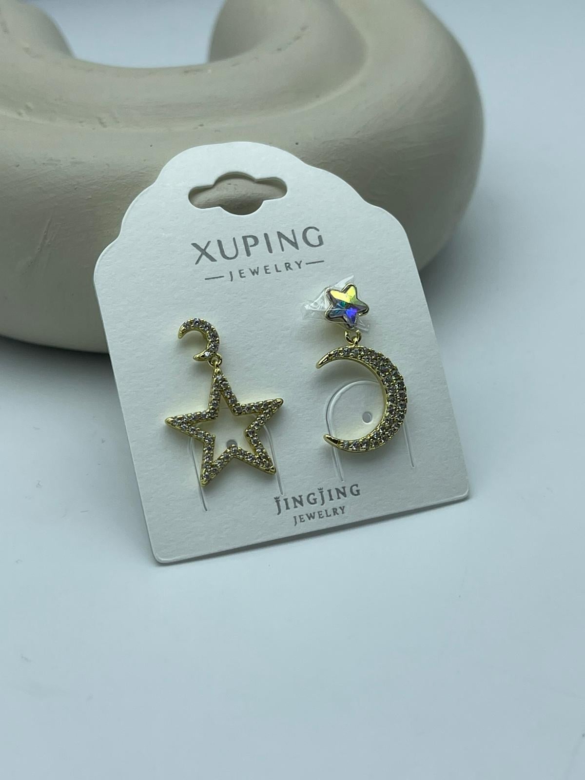 Xuping Ay Yıldız Taşlı Gold Çelik Küpe - 26xpkp43