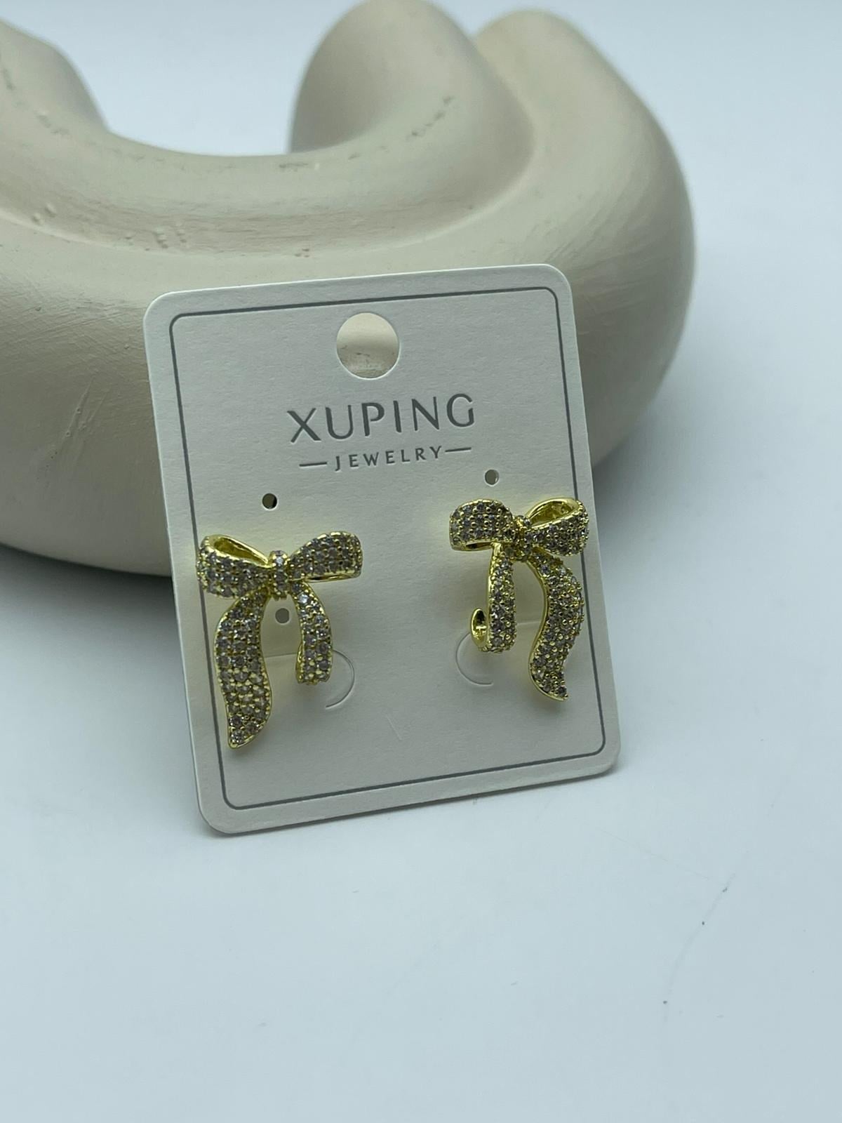 Xuping Gold Çelik Taşlı Kurdele Küpe - 26xpkp54