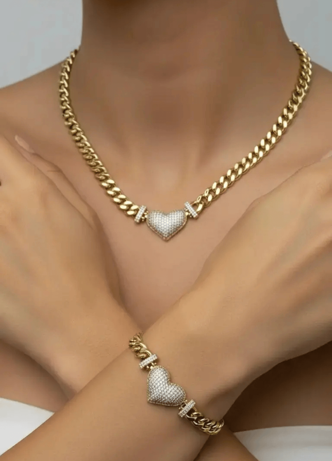 Xuping Gold Taşlı İnce Kalp Set - 25-xps18