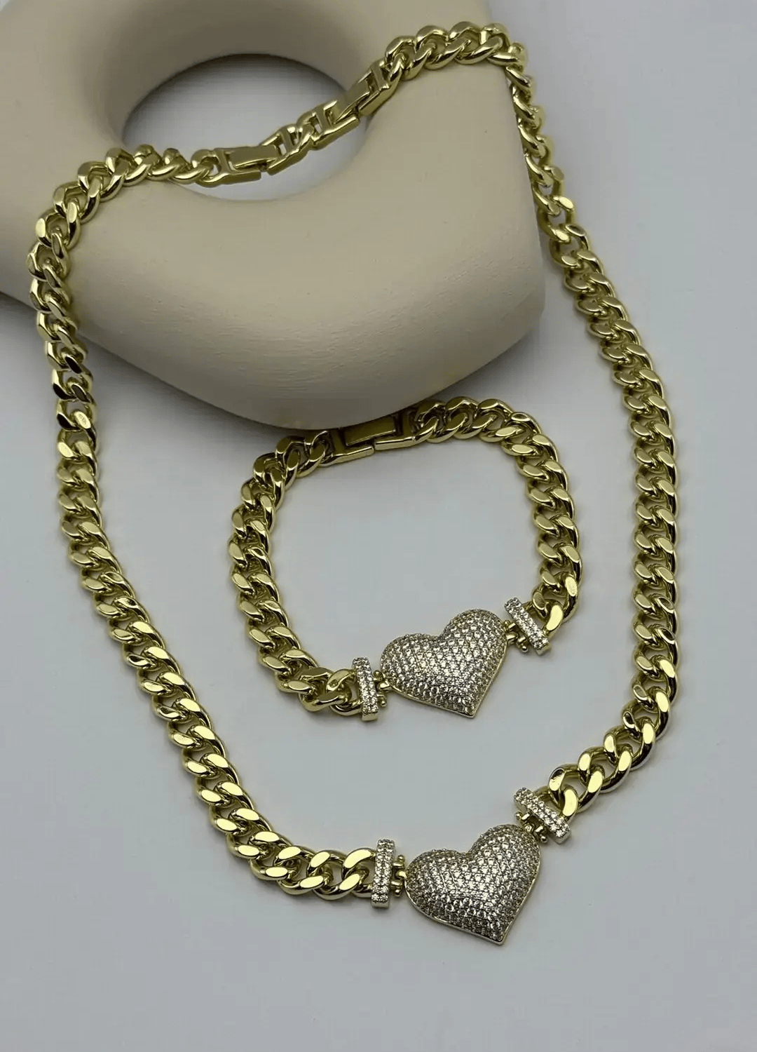 Xuping Gold Taşlı İnce Kalp Set - 25-xps18