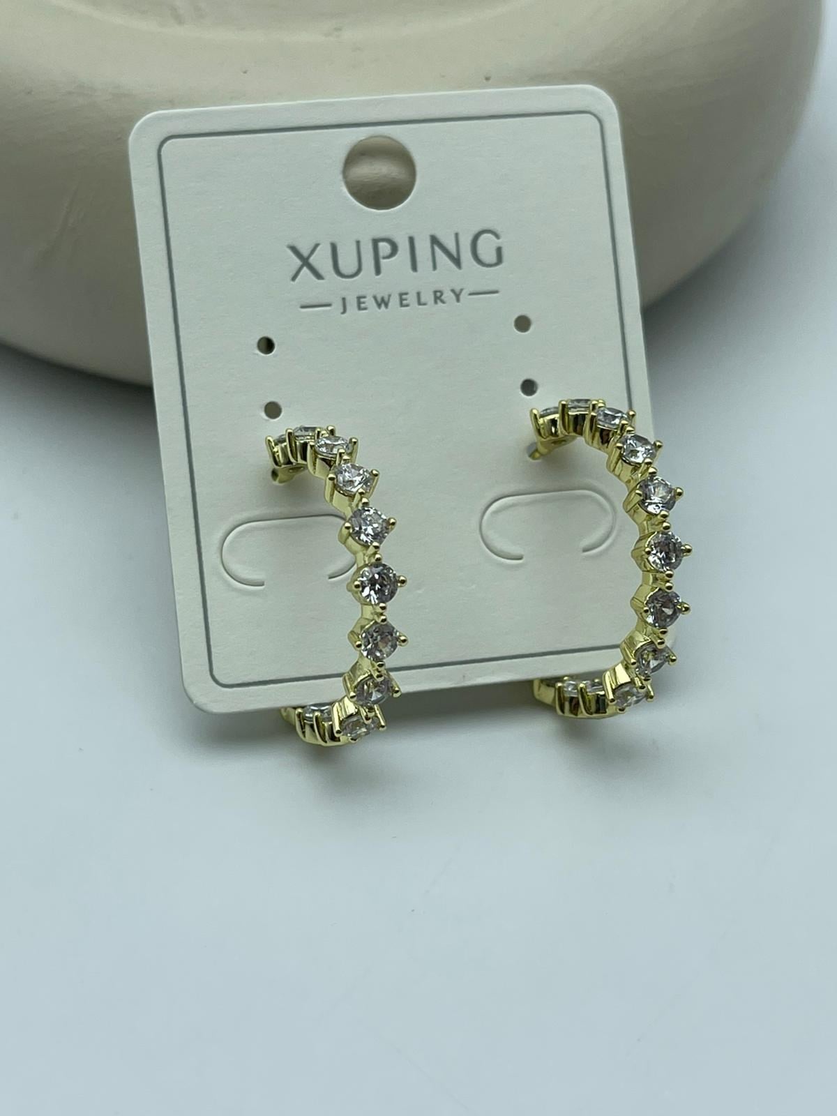 Xuping Taş Detaylı Çelik Gold Halka Küpe - 26xpkp46