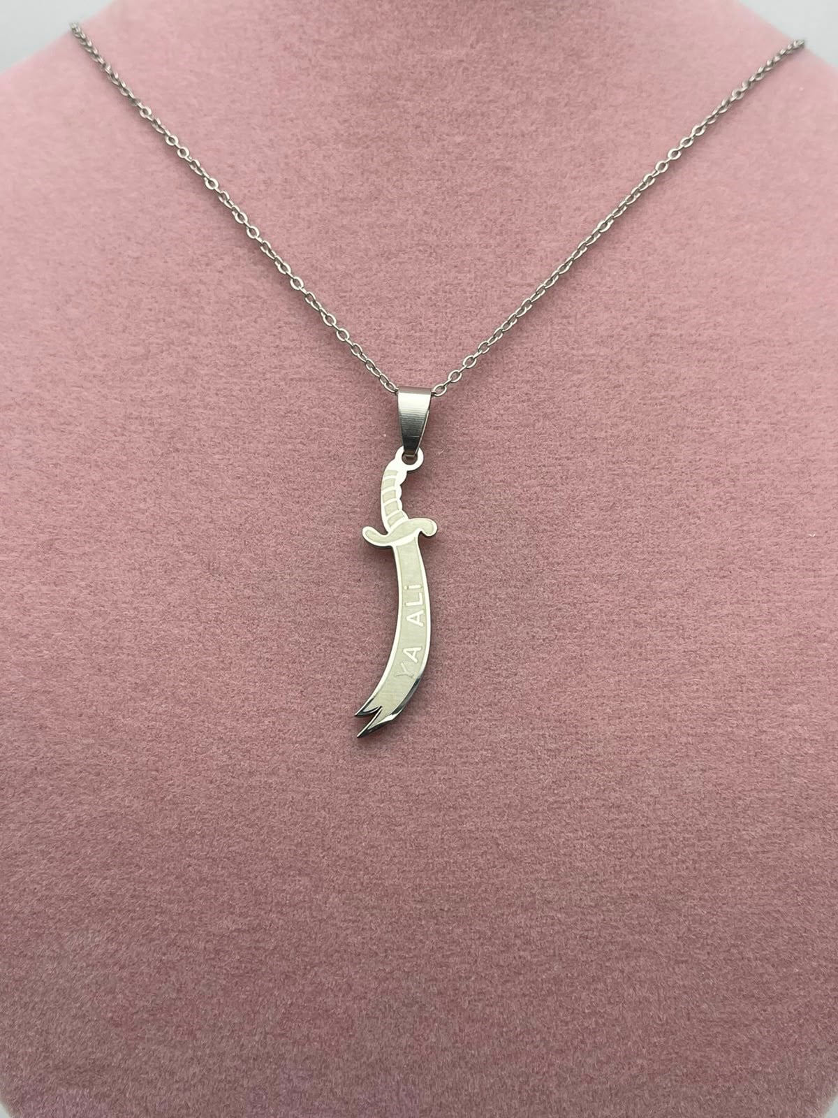 Ya Ali Çelik Kolye Gold ve Silver