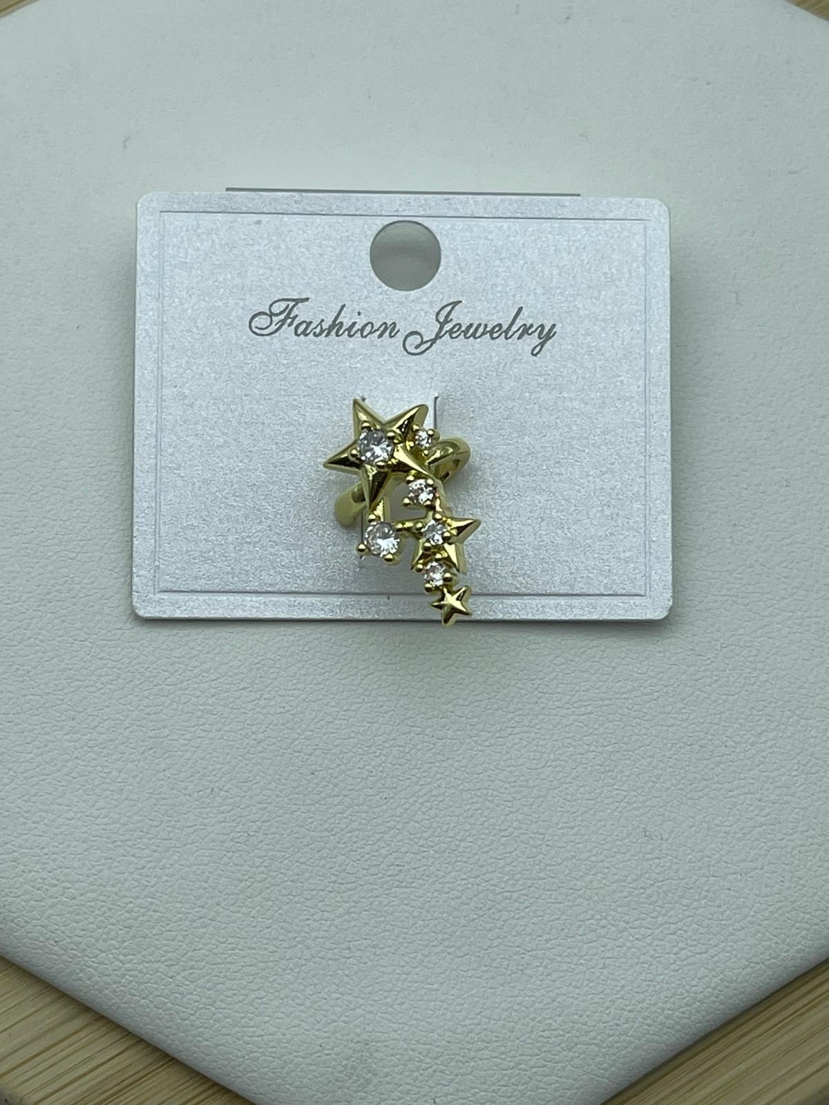 Yıldız Detaylı VIP Gold Kıkırdak Küpe