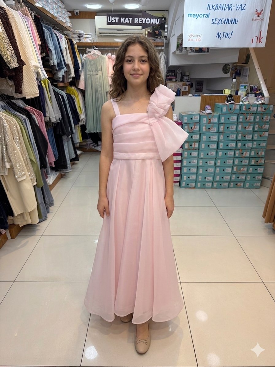 Kanilla Abiye Elbise 10-15 Yaş Pembe