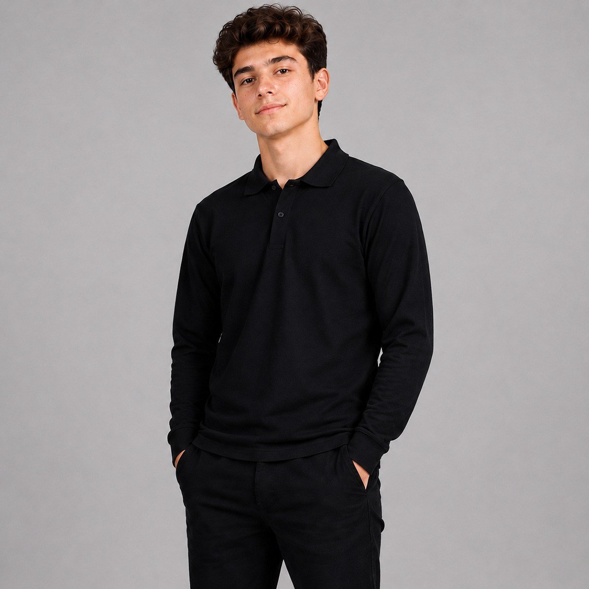 LİSE UZUN KOL OKUL LAKOS TSHİRT S-M-L-XL Siyah