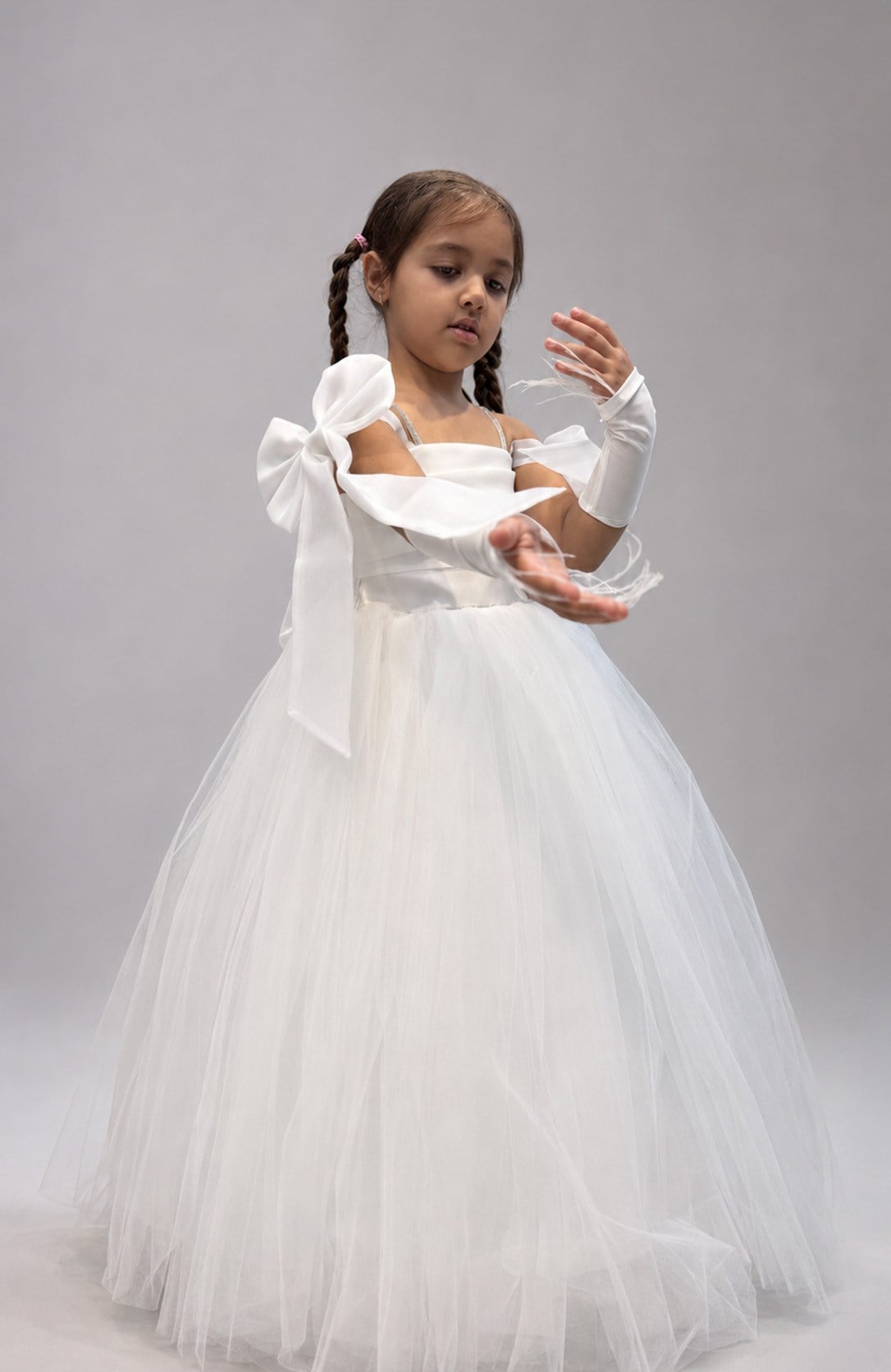 Miss Helina Abiye Elbise 6-10 Yaş Beyaz