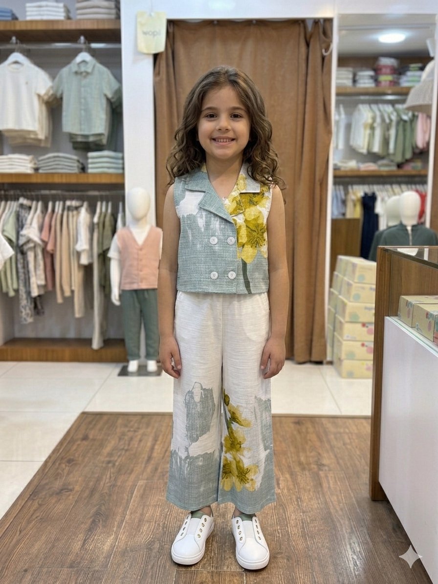NK Kids Keten Yelek Takım 8-14 Yaş Ekru