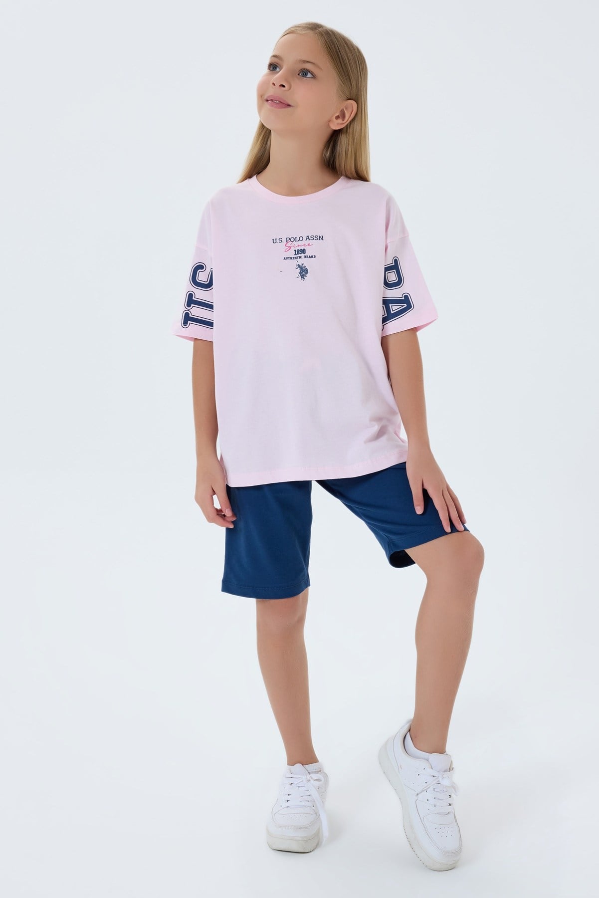 U.S. POLO ASSN Şort Takım 4-8 Yaş Pembe