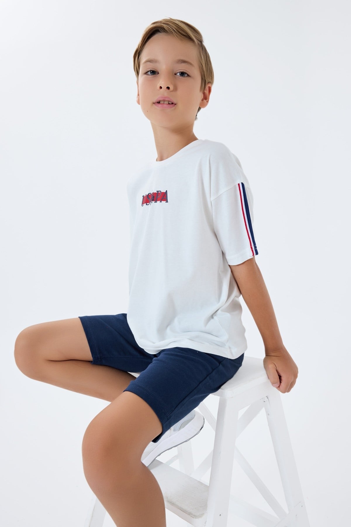 U.S. POLO ASSN Şort Takım 4-8 Yaş Beyaz